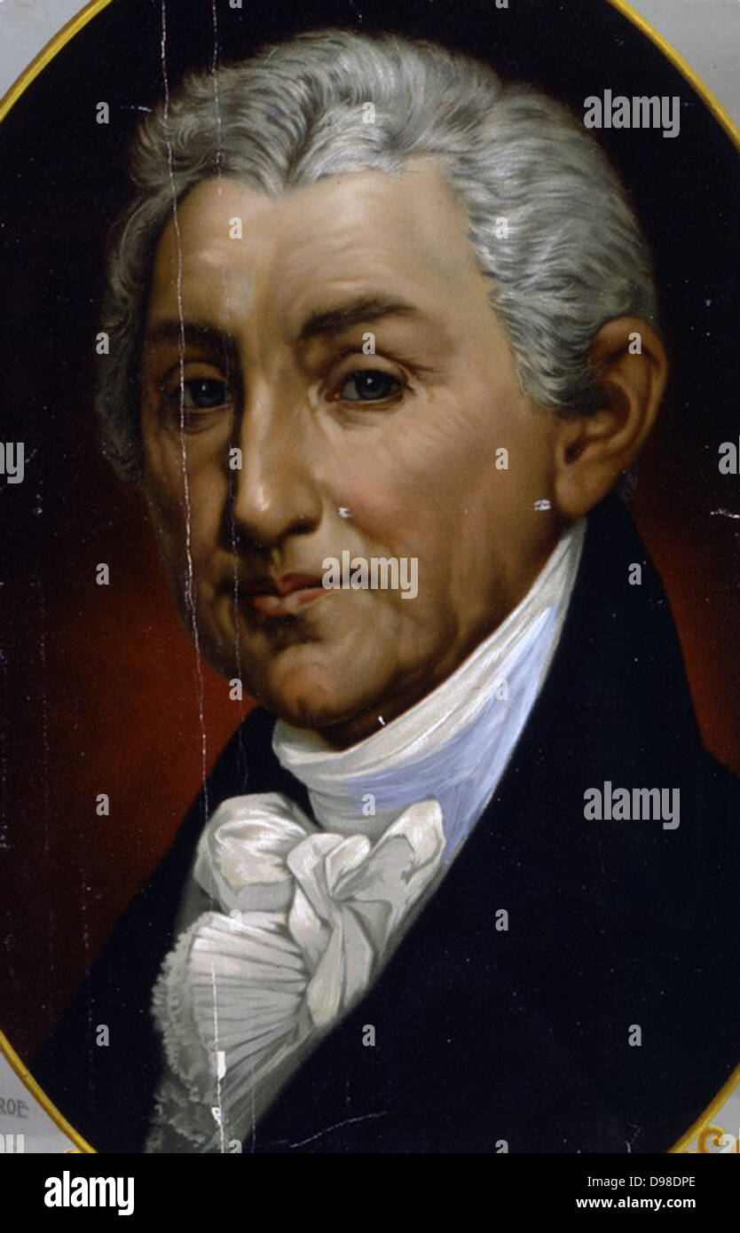 James Monroe (1758-1831) fünfter Präsident der Vereinigten Staaten (1817-1825). Monroe Doktrin war während seiner Verwaltung eingeführt. Farbige Lithographie, c 1897. Stockfoto