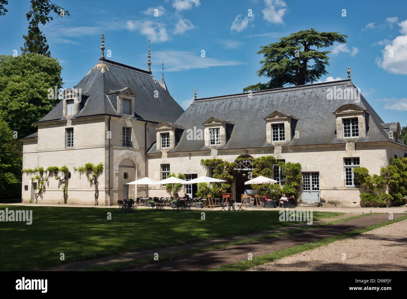 Das Café im Schloss Azay-le-Rideau, im französischen Loiretal Stockfoto