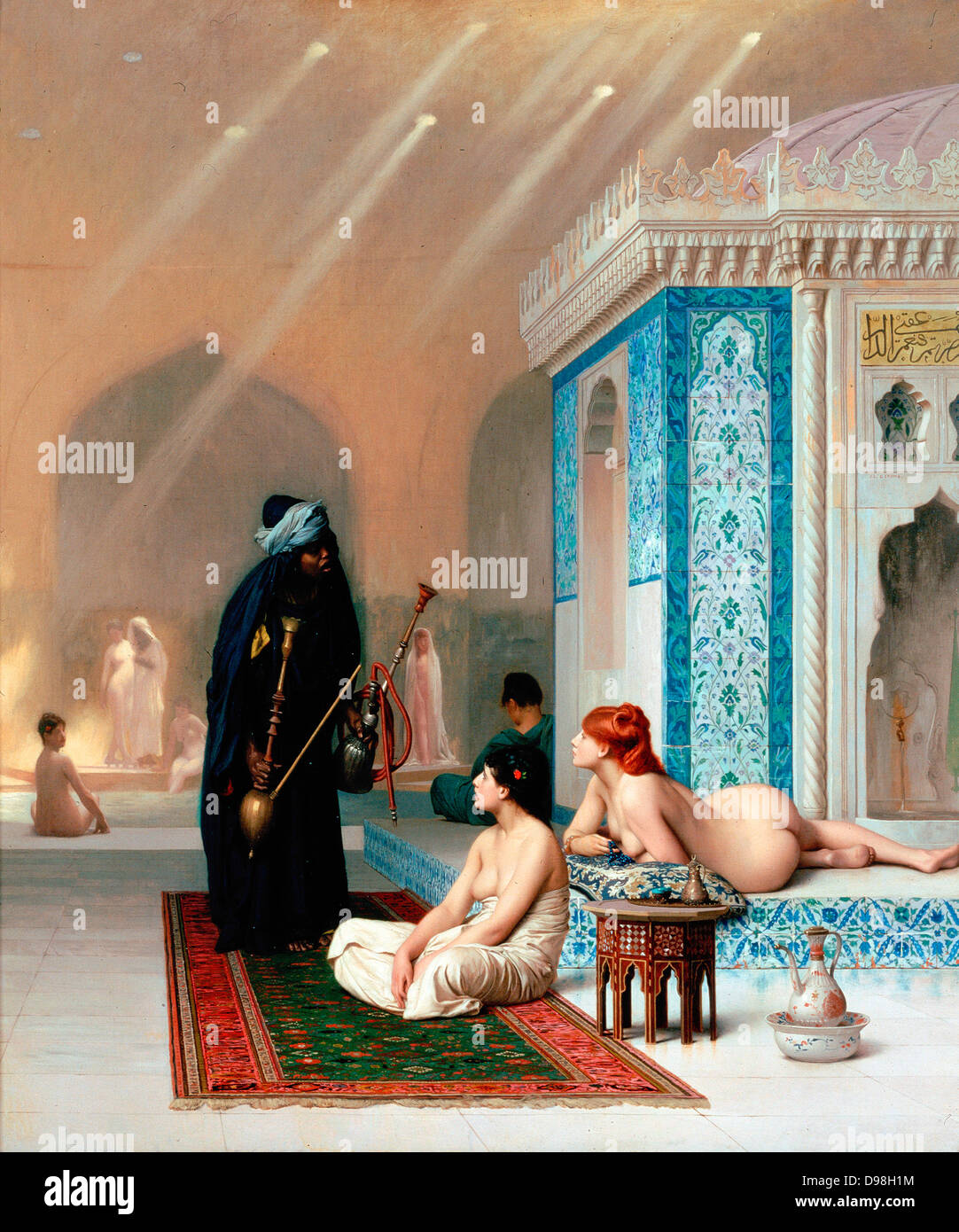 Jean-Léon Gérôme (1824 – 1904), französischer Maler und Bildhauer Titel Pool in einem Harem Stockfoto