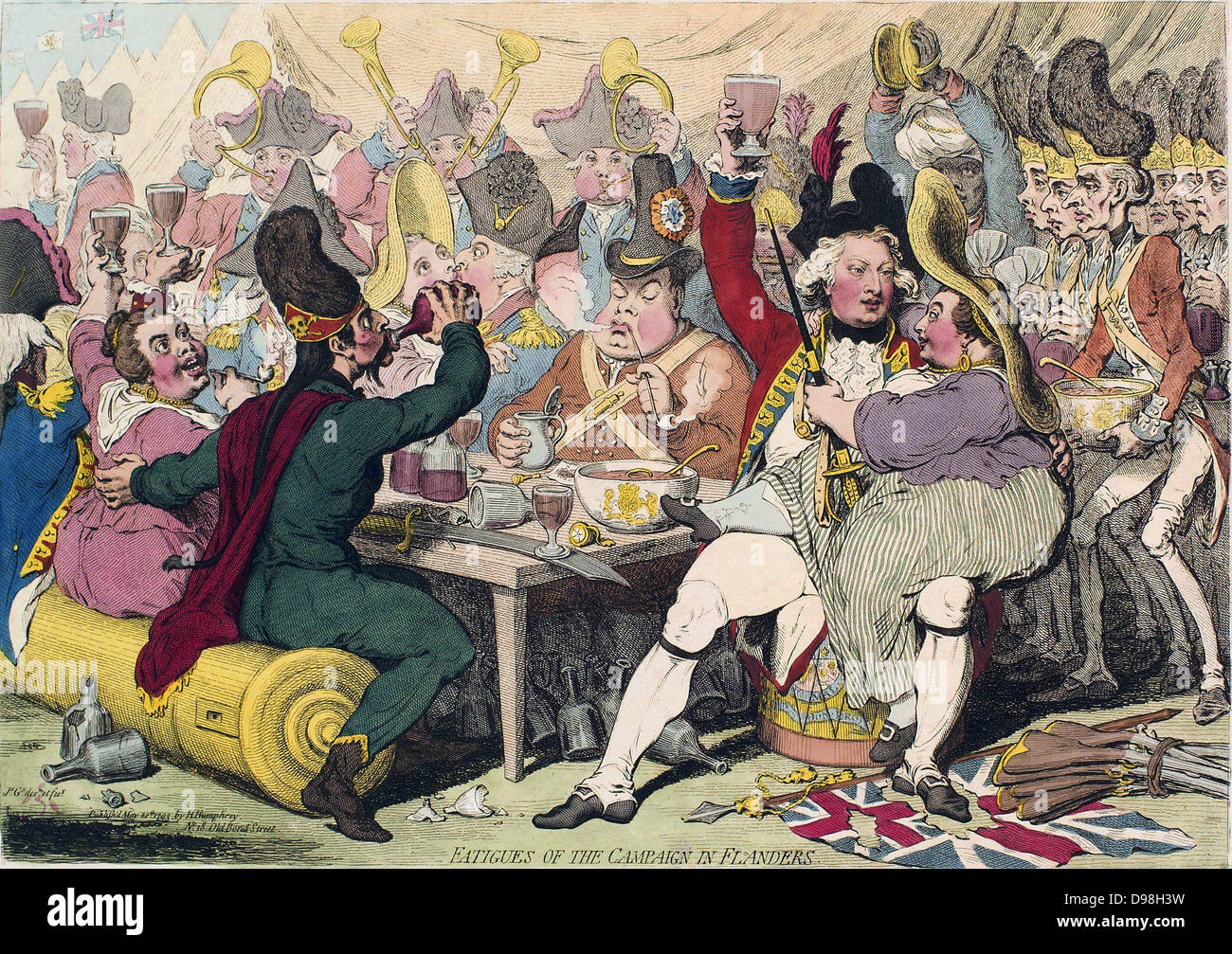 Wilhelm V., Prinz von Oranien-nassau. Ermüdet von der Kampagne in Flandern" (Friedrich, Herzog von York und Albany; William V, Prinz von Oranien), von James Gillray (gestorben 1815), veröffentlicht 1793. Stockfoto