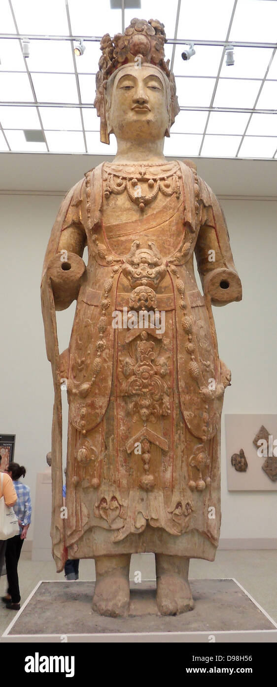 Bodhisattva Avalokiteshvara (Guanyin) wahrscheinlich aus China, nördlichen Qi-Dynastie. ca. 550-560-Sandstein mit Pigment Stockfoto