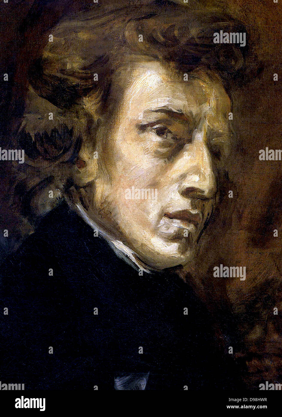 Frédéric François Chopin 1810-1849), polnischer Komponist und Pianist. Porträt von Eugène Delacroix Stockfoto