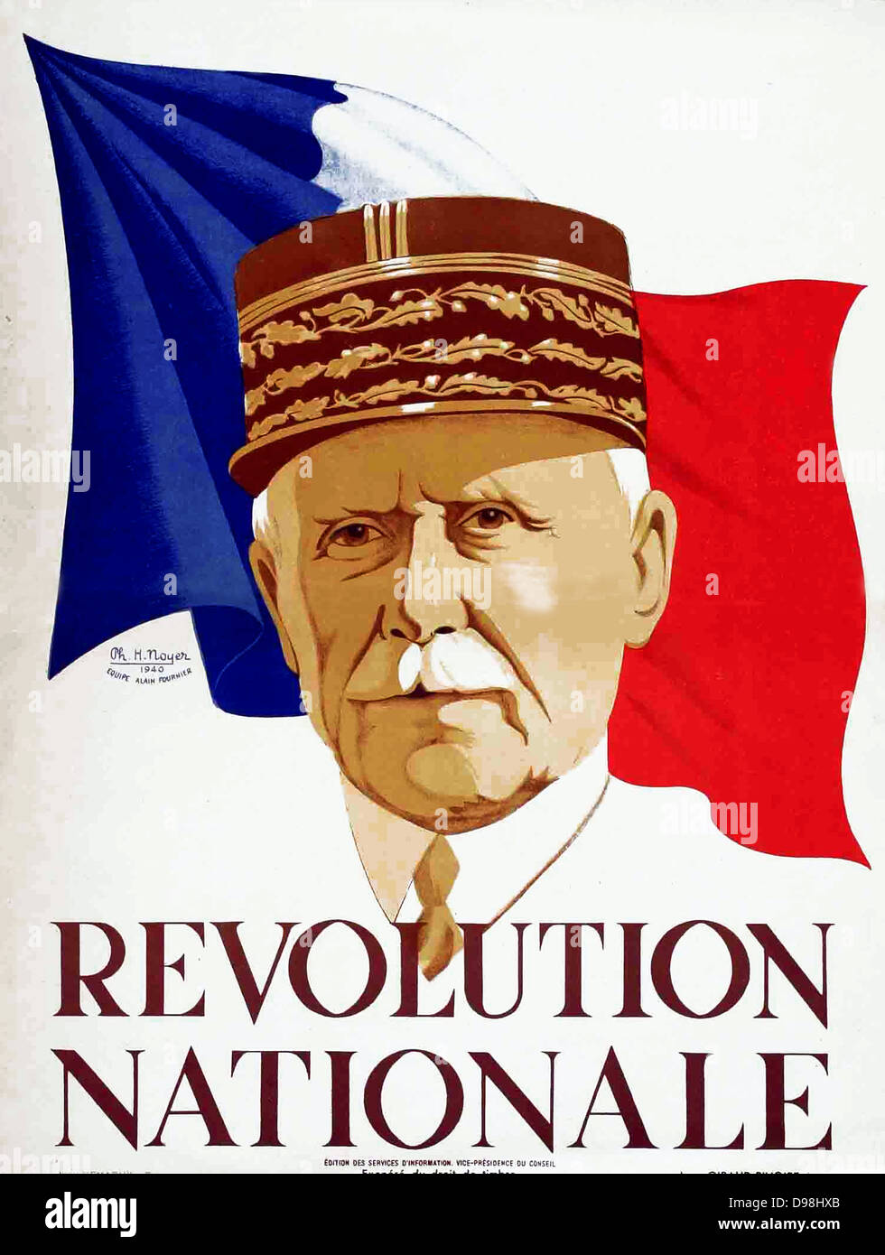 Während des Krieges französische Vichy Plakat zeigt Marshall Petain. ca. 1940-44 Stockfoto