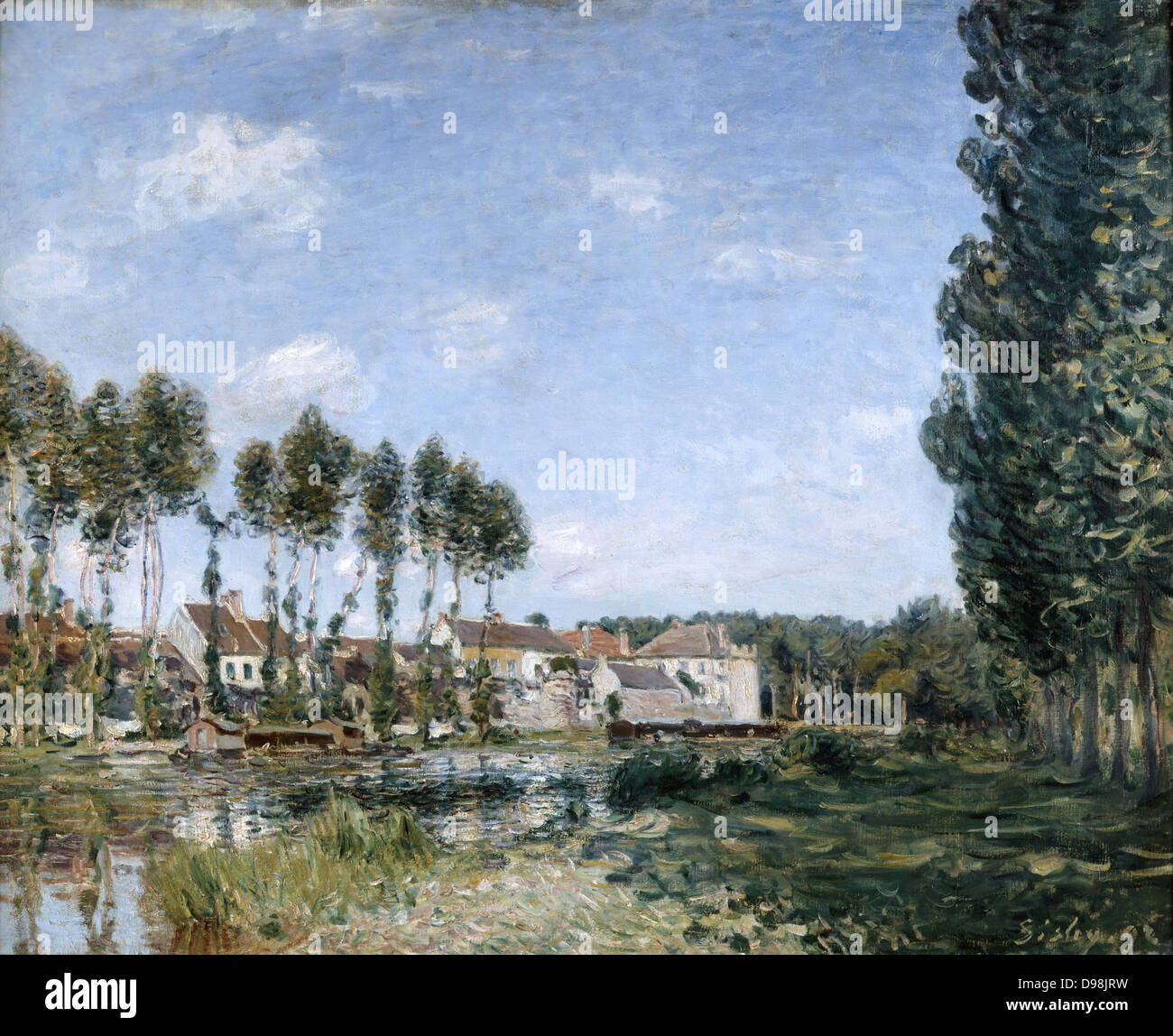 Moret, an den Ufern des Loing' Seine-et-Marne, Frankreich, 1892. Öl auf Leinwand. Alfred Sisley britischen Maler des Impressionismus, der den größten Teil seines Lebens in Frankreich verbracht. Stockfoto