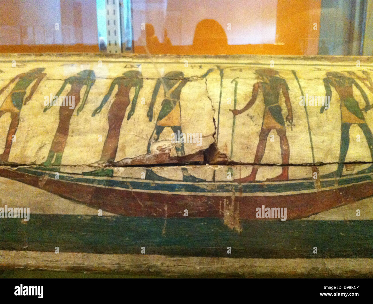 Deckel von den Sarg des Tawahor. 26. Dynastie (664-525 v. Chr.. Tawahor war ein Sänger. Solar Boot mit dem Sonnengott Ra dargestellt. Stockfoto