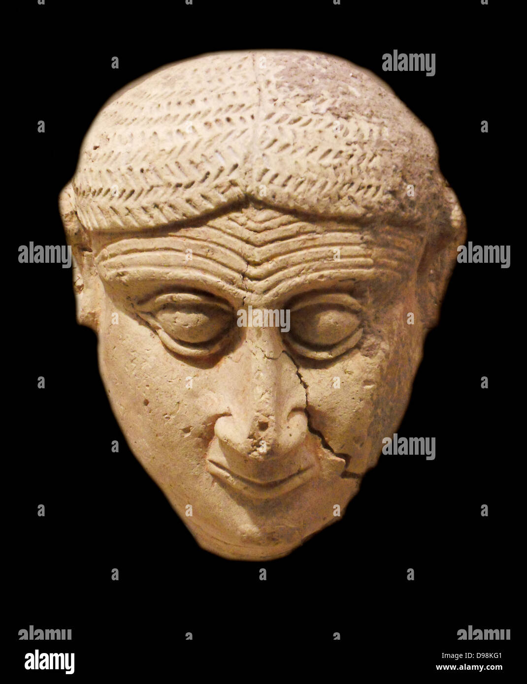 Kopf einer weiblichen Figur aus Mesopotamien, babylonisch. 2000-1600 V. CHR. Stockfoto