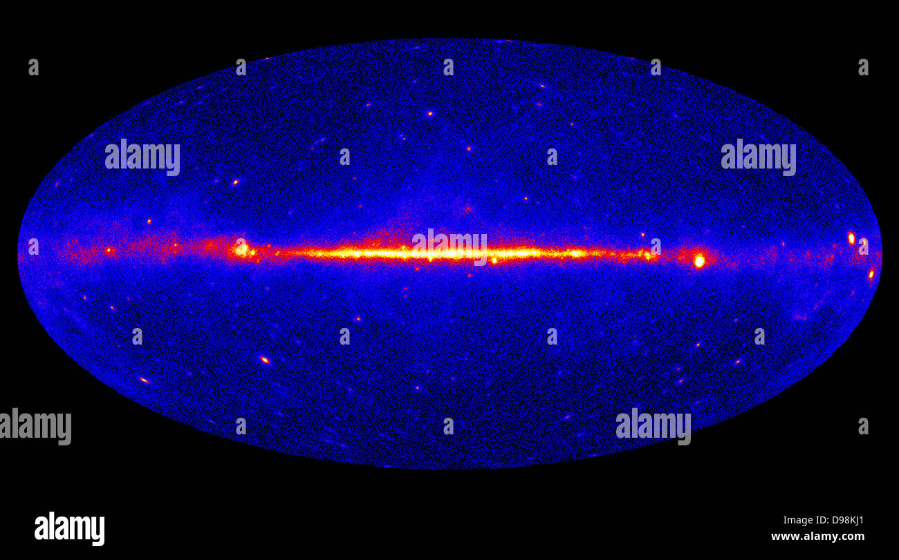 Kombination von Daten aus der NASA Fermi Gamma-Ray Space Telescope Mmap gibt Astronomen einen beispiellosen Einblick in die energiereiche Stockfoto