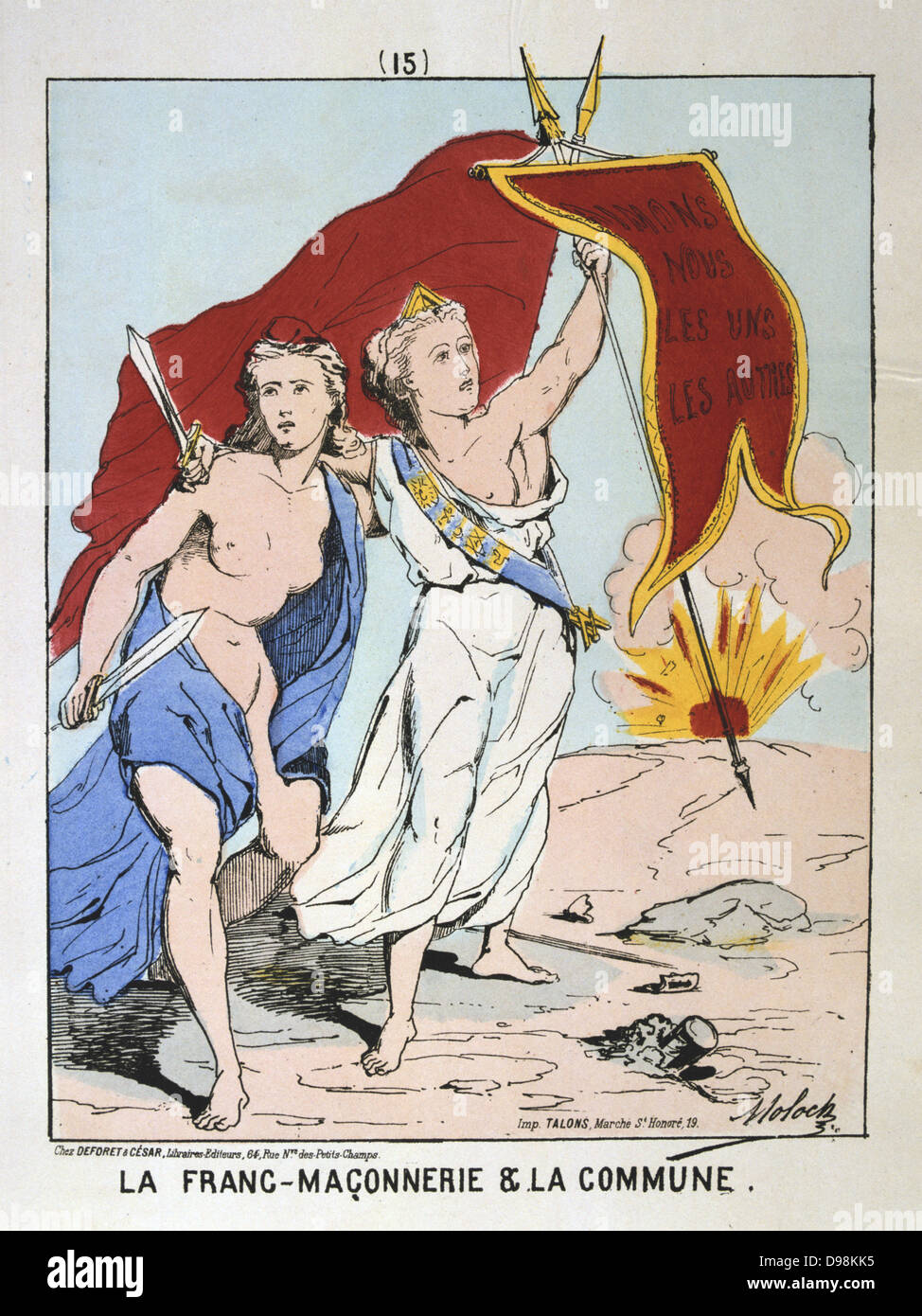 Paris Kommune 26 März-28. Mai 1871. Allegorie der Freimaurerei und der Paris Kommune. Frankreich-Rebellion-Revolution Stockfoto
