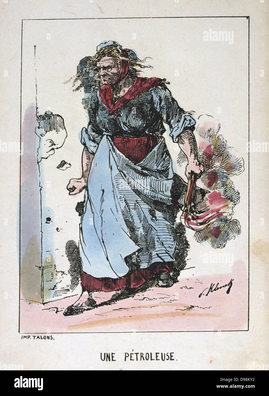 Paris Kommune 26 März-28. Mai 1871. Arten zu kommunizieren: eine Petroleuse, eines Frauen-Brandbomben, die Brände in der Stadt eingerichtet. Stockfoto