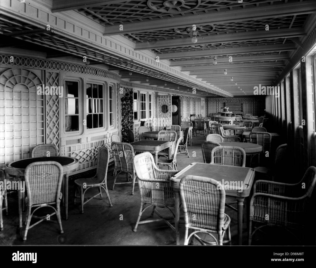 First class äußeren Veranda auf der Titanic Schiff, das im Jahr 1912 sank Stockfoto