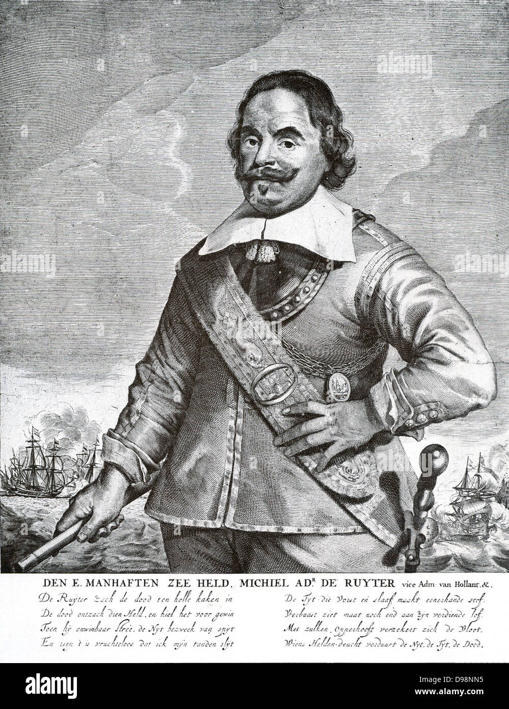 Michiel Adriaenszoon De Ruyter (1607-1676) wahrscheinlich war er ein Seemann 11 Jahre alt.  Im Jahre 1622 verteidigte er seine Heimatstadt als eine Stockfoto