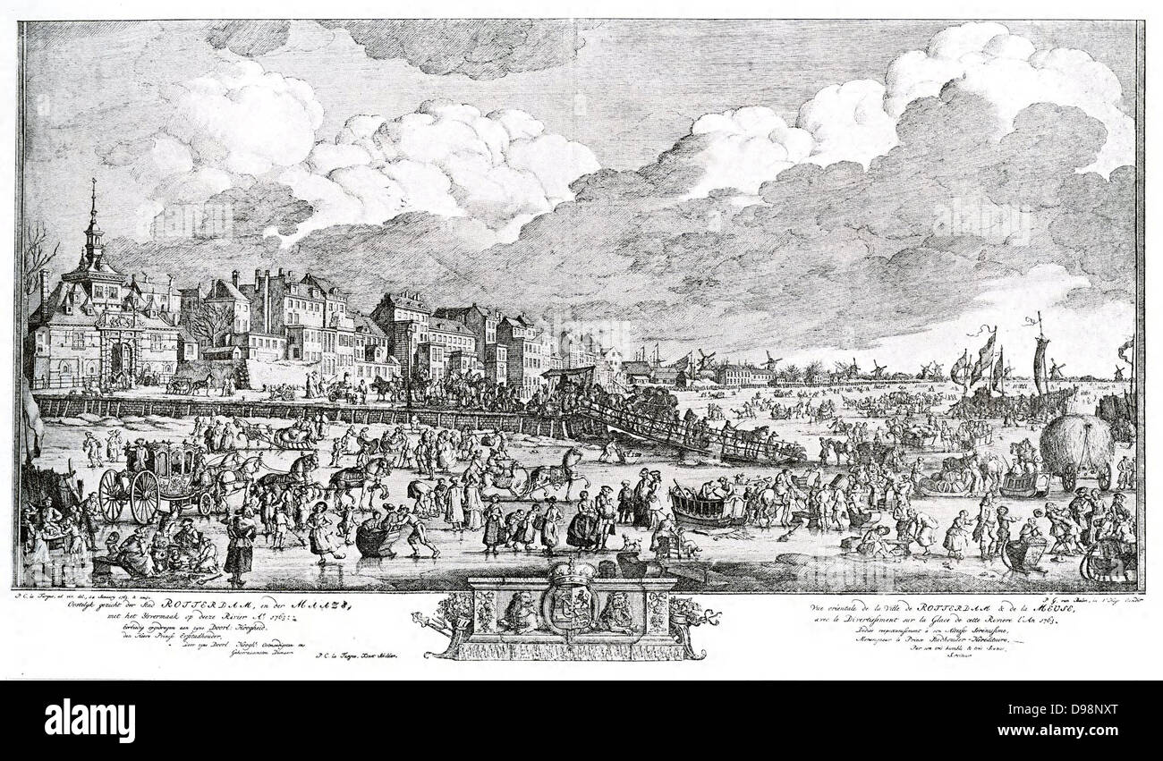 Eis-Messe in Rotterdam 1763. Stockfoto
