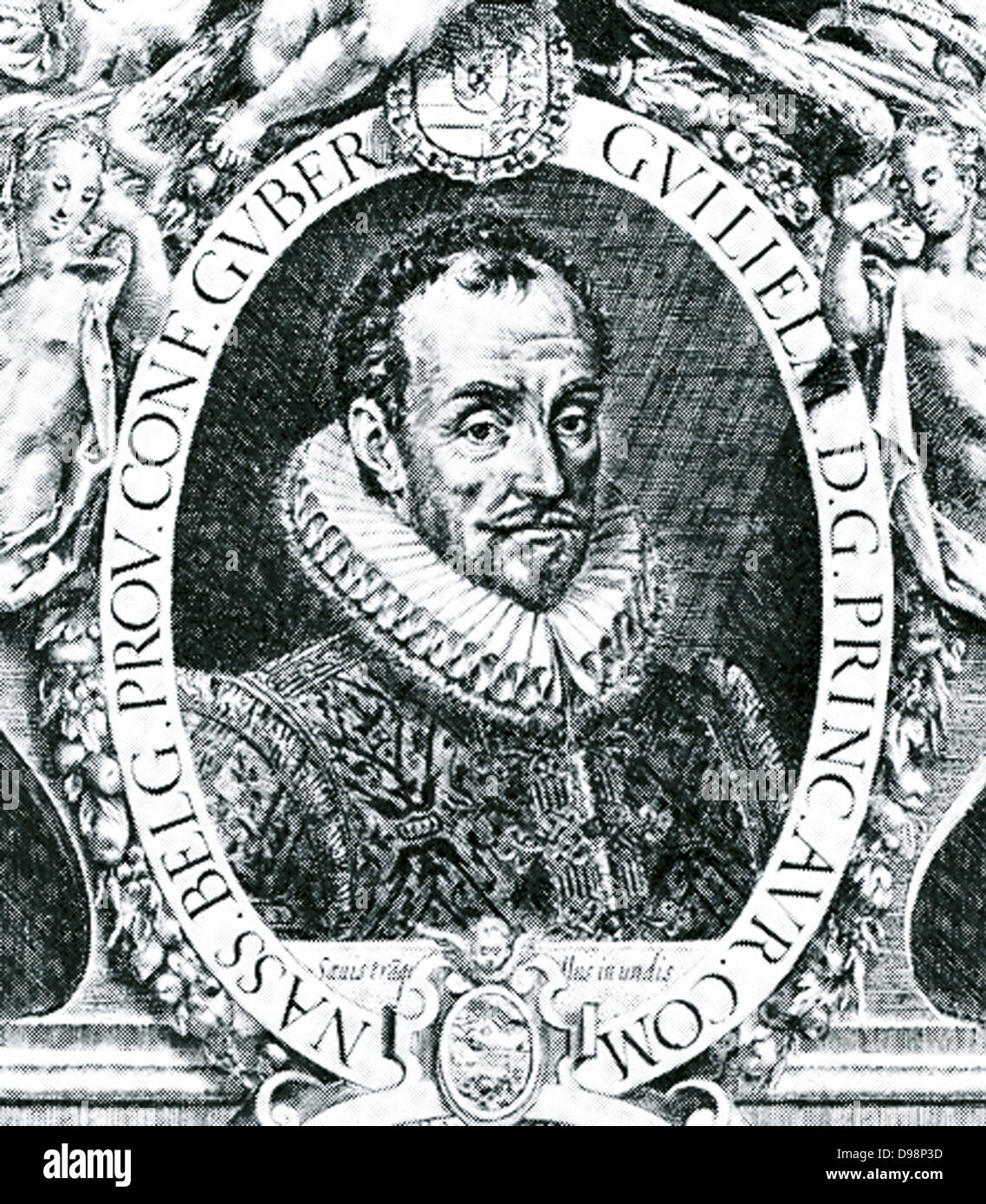 Wilhelm I., Prinz von Oranien (24. April 1533 - vom 10. Juli 1584), auch bekannt als William die Stille Gravur von Cornelis Theodoor Boissens circa (1635) Stockfoto