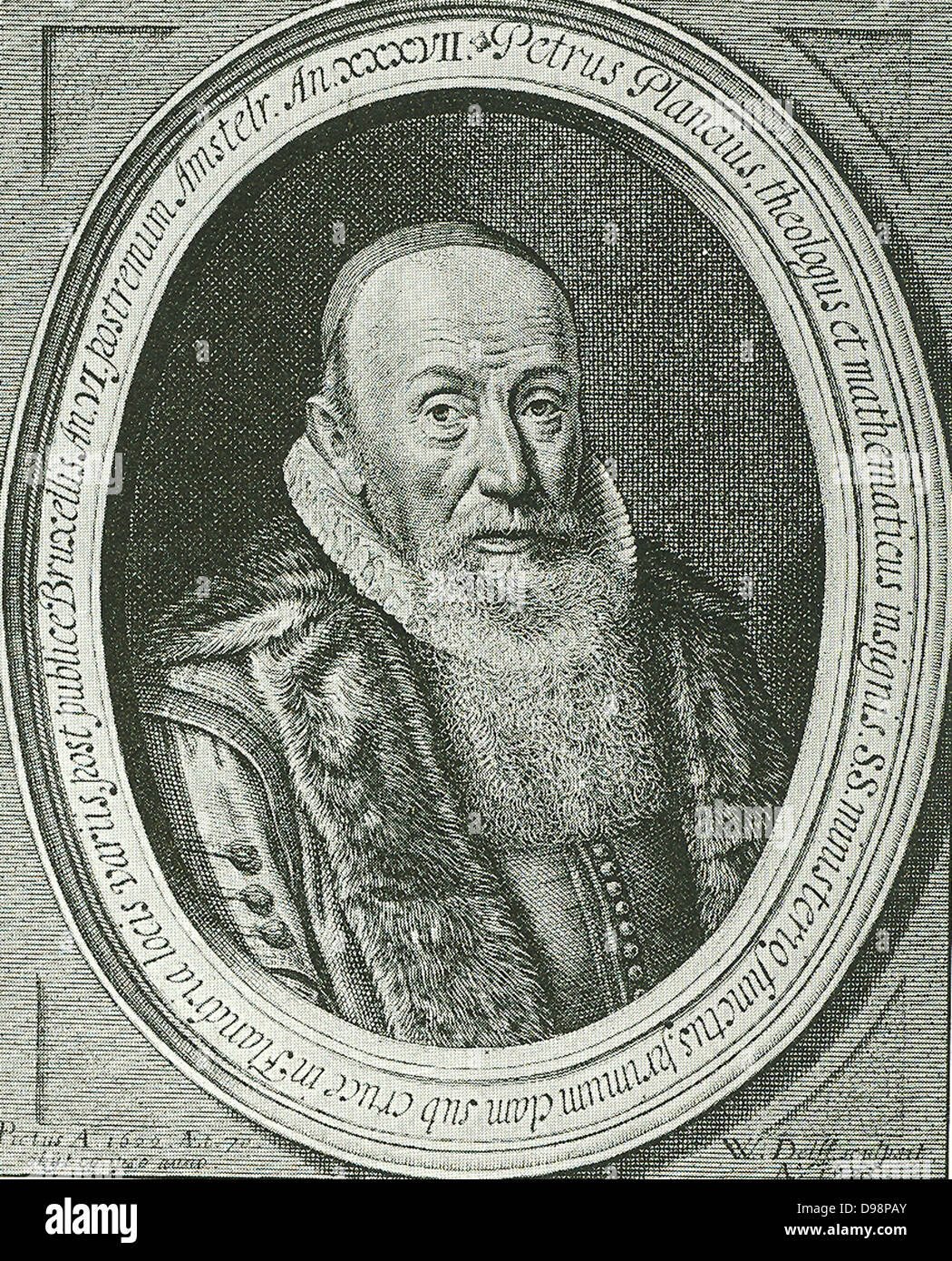 Niederländische Expeditionen. Pfr. Petrus Plancius war ein ausgezeichneter Gelehrter in der Theologie, Mathematik und Astronomie. Er übte großen Einfluss in Verbindung mit der Expeditionen ausgesandt, nördliche Durchfahrt in den Osten in den Jahren 1594 und 1596 zu erkunden. Stockfoto