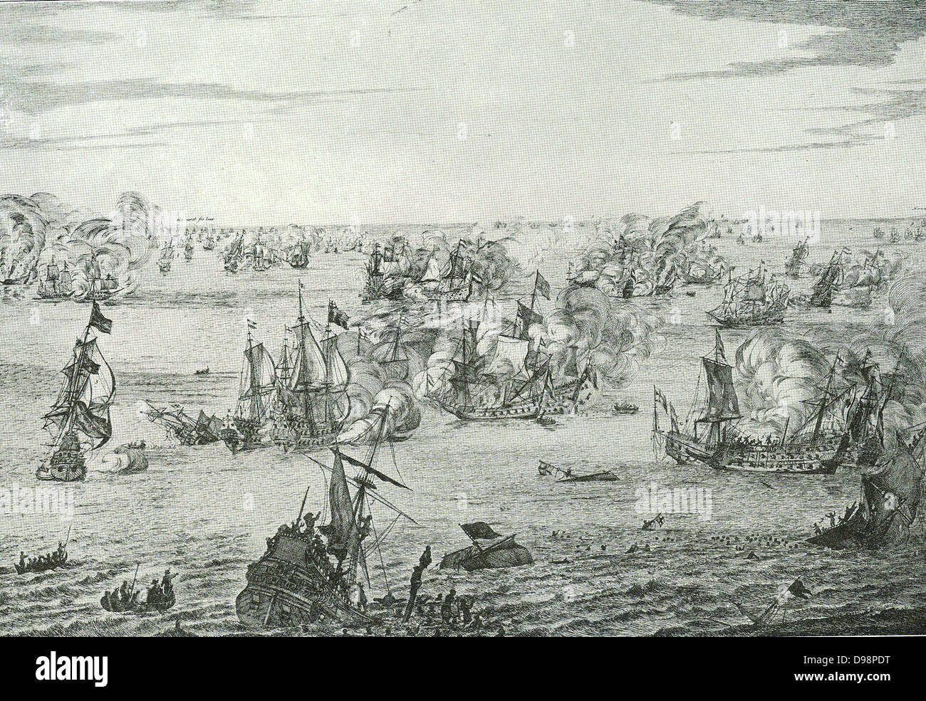 Die Seeschlacht von Norden Forelant, 11.-14. Juni, 1666. Während des Zweiten Krieges zwischen England und den Niederlanden für die Herrschaft über das Meer, eine der am meisten blutige Schlachten, die Geschichte weiß von gekämpft wurde North Foreland. Der Kampf dauerte vier Tage, mit beiden Parteien behauptet, Sieg. Stockfoto