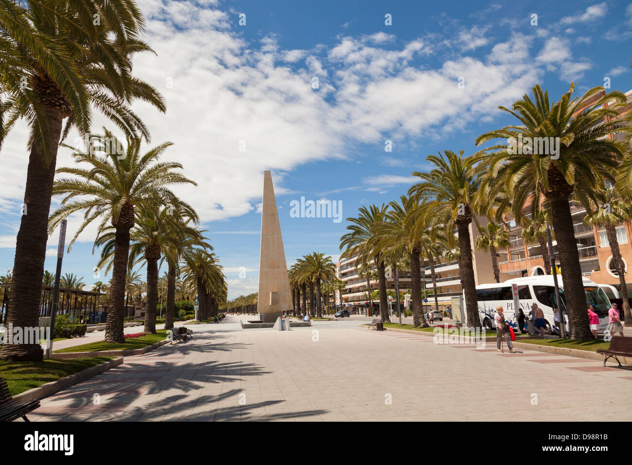 Der Passeig de Jaume ich Promenade und Monuement in Salou Stockfoto