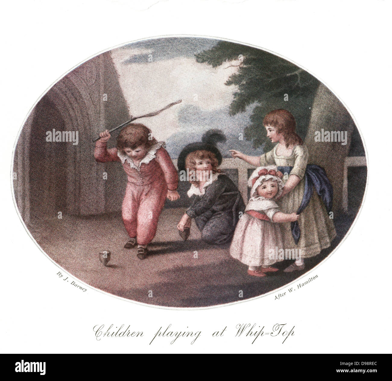 Ende des 18. Jahrhunderts Farbe Abbildung Darstellung spielende Kinder Stockfoto