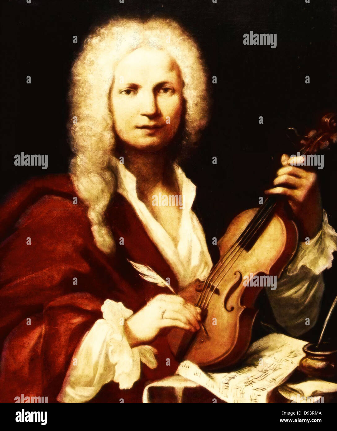 Portrait von Antonio Vivaldi, einem Venezianischen Geiger und Komponist des 18. Jahrhunderts von François Morellon La Cave (1723), Porträt aus dem Museo Bibliografico Musicale, Bologna 1723 Stockfoto