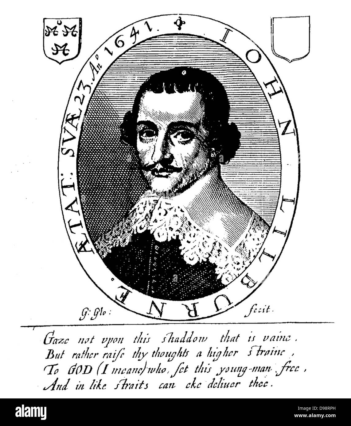 John Lilburne (1614 - 29. August 1657), auch als Freeborn John bekannt, war ein Rührwerk in England vor, während und nach der englischen Bürgerkriege von 1642 - 1650. Er war ein Puritaner, obwohl gegen Ende seines Lebens wurde er Quaker. In der Abbildung auf dem Titelblatt seines' eine Antwort auf neun Argumente aufgeführt" Stockfoto