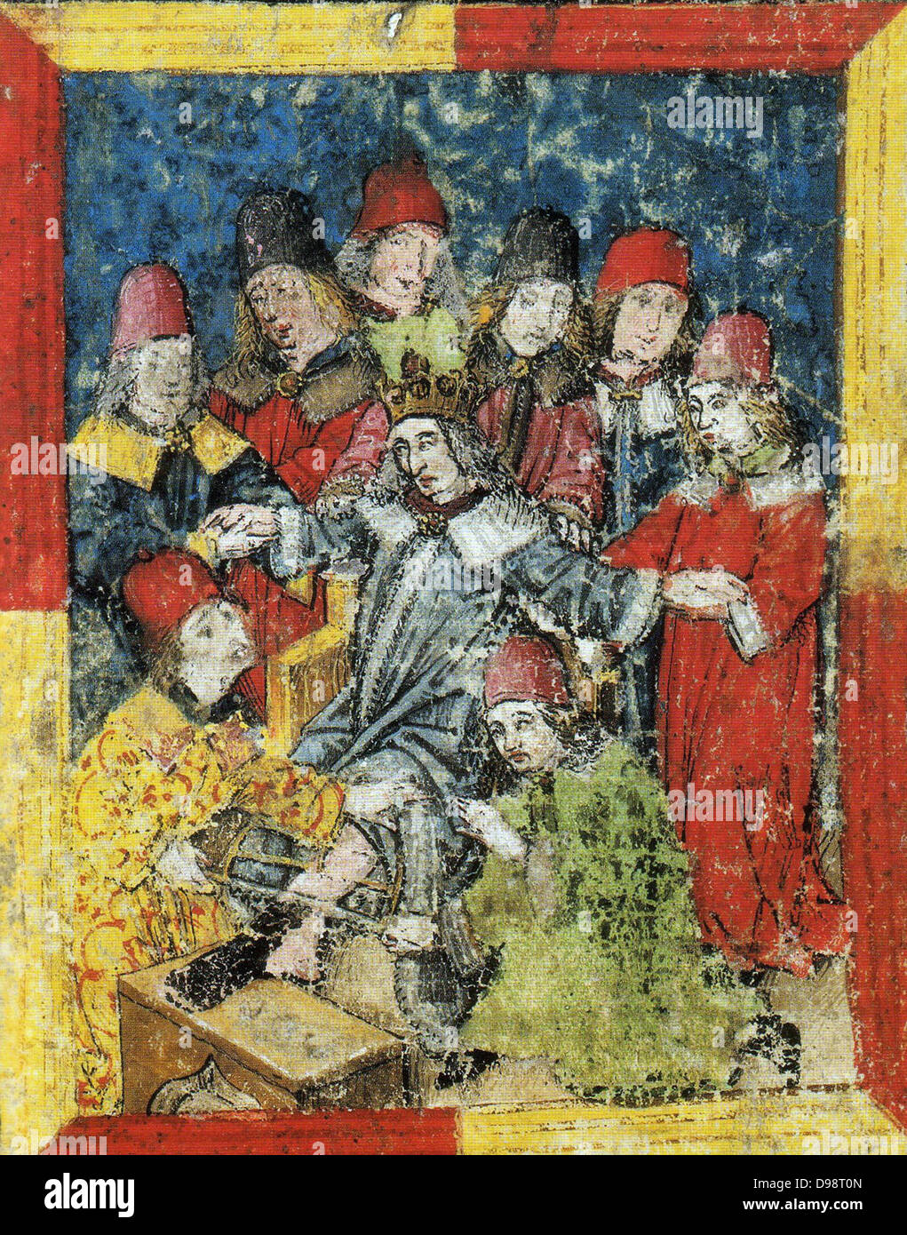 Friedrich III. von Habsburg (September 21, 1415 - August 19, 1493) wurde als deutscher König als Nachfolger von Albert II. im Jahre 1440 gewählt. Im Alter von 77 Jahren, Friedrich III. starb in Linz in einem gescheiterten Versuch, sein linkes Bein amputiert haben. Sein amputiertes Bein war mit ihm begraben. Stockfoto