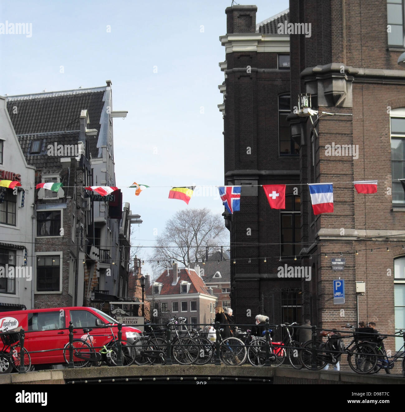 Typischen Kanal Straßenszene in Amsterdam, Holland Stockfoto