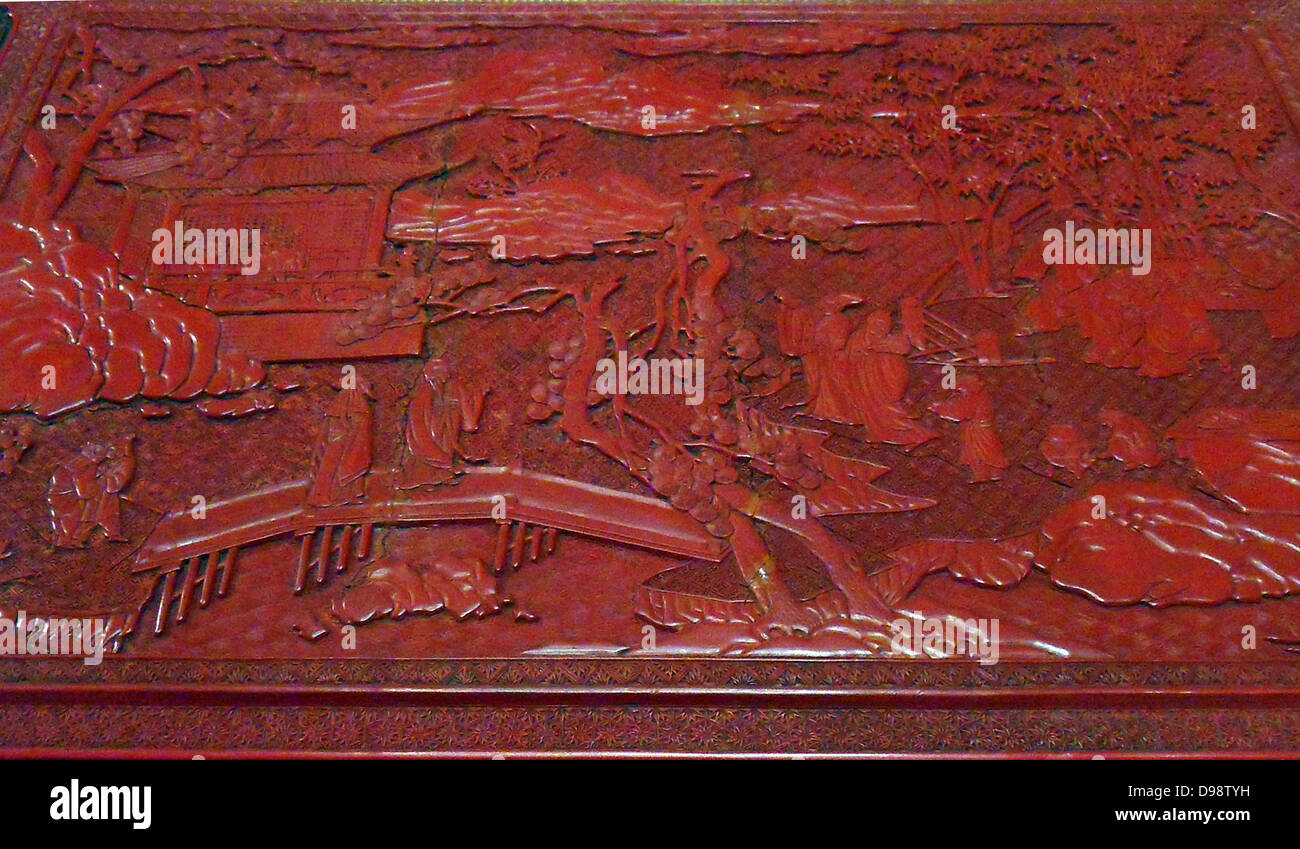 Ming-Dynastie, Sammlung von Briefen in einen roten Lack-Fall gebunden. Chinesen ca. 1368-1644 Stockfoto