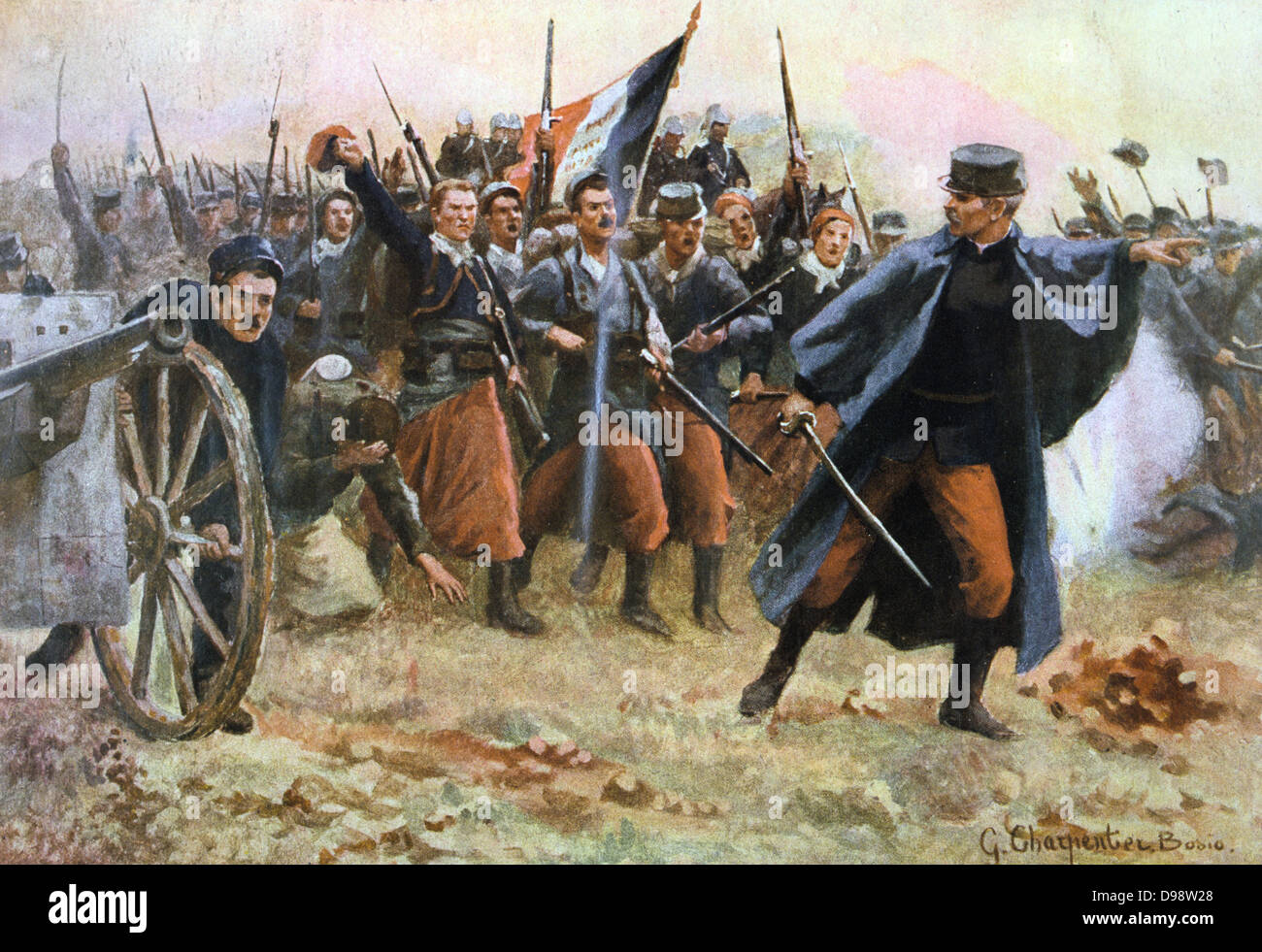 Ersten Weltkrieg 1914 1918 Frankreich 1914 Mit Blick Auf Die Barbaren Gaston Charpentier Bosio Franzosischer Maler Officer Fuhrender Infanterie Und Artillerie In Die Schlacht Nationalismus Chauvinistischen Stockfotografie Alamy