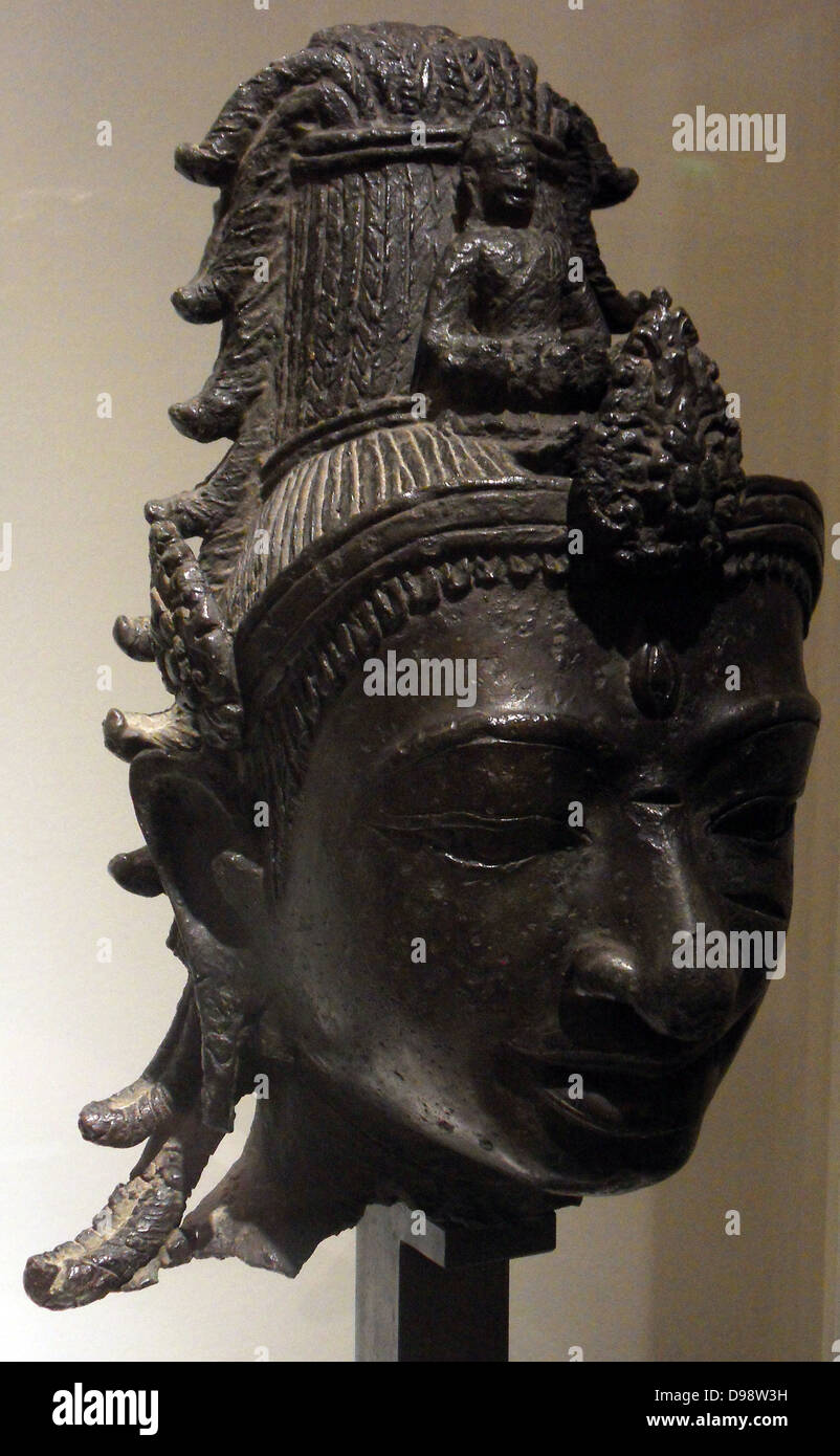 Leiter der Avalokitesvara um das 8. Jahrhundert im Stil der Mein Sohn E1 Bronze. Vietnamesisch. Avalokitesvara' Herr, nach unten schaut' ist ein bodhisattva, der das Mitgefühl aller Buddhas verkörpert. Stockfoto