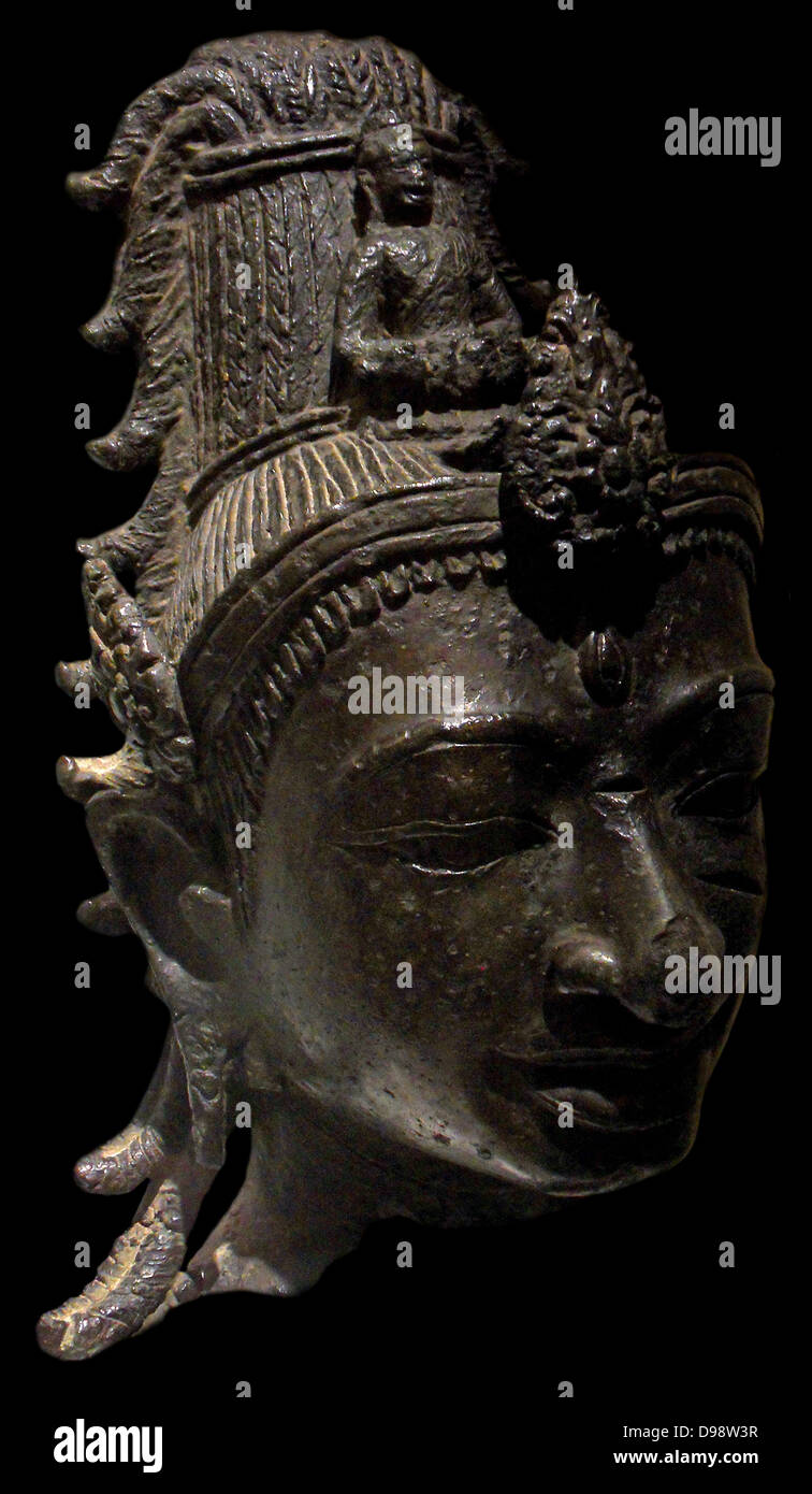 Leiter der Avalokitesvara um das 8. Jahrhundert im Stil der Mein Sohn E1 Bronze. Vietnamesisch. Avalokitesvara' Herr, nach unten schaut' ist ein bodhisattva, der das Mitgefühl aller Buddhas verkörpert. Stockfoto