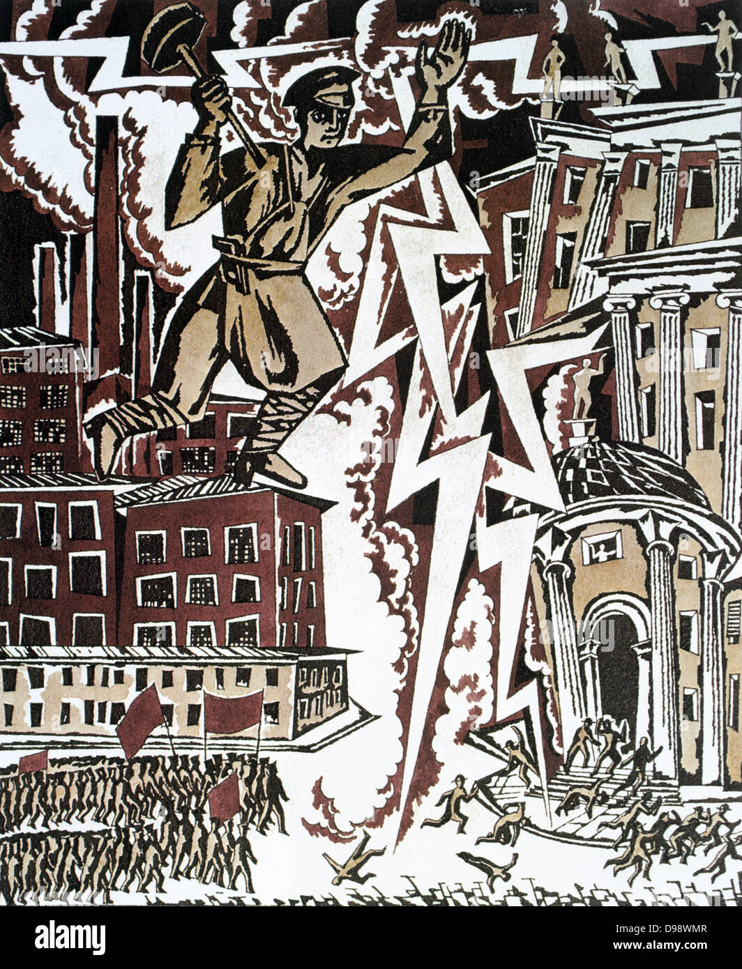Der rote Blitz ", 1919. Design von Ignaty Nivinisky für eine sowjetische Propaganda-Plakat. Russland Sowjetunion Kommunismus Kommunist Stockfoto