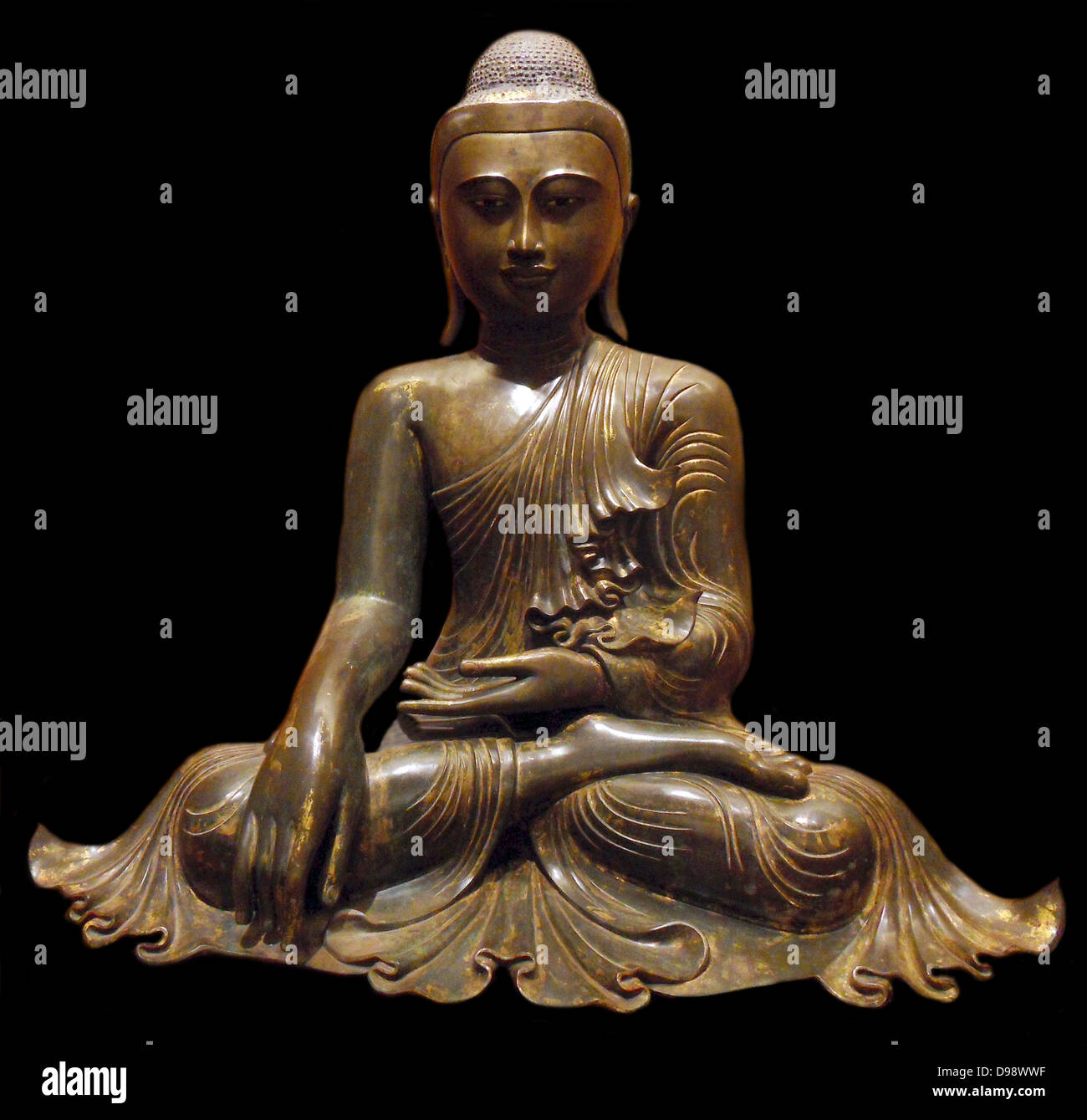 19. Jahrhundert Bronze Figur eines Buddha. Myanmar (Burma) Stockfoto