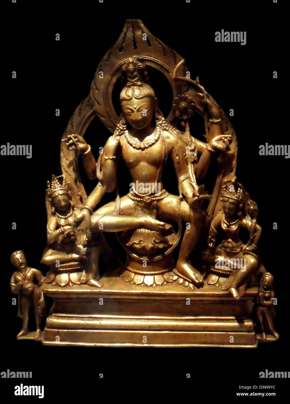 Bodhisattva-Sugatisamdarsana Lokesvara. Ende 10 - Anfang 11. Jahrhundert, Epoche der Lohara. Skulptur aus Bronze von Jammu und Kaschmir, Indien Stockfoto