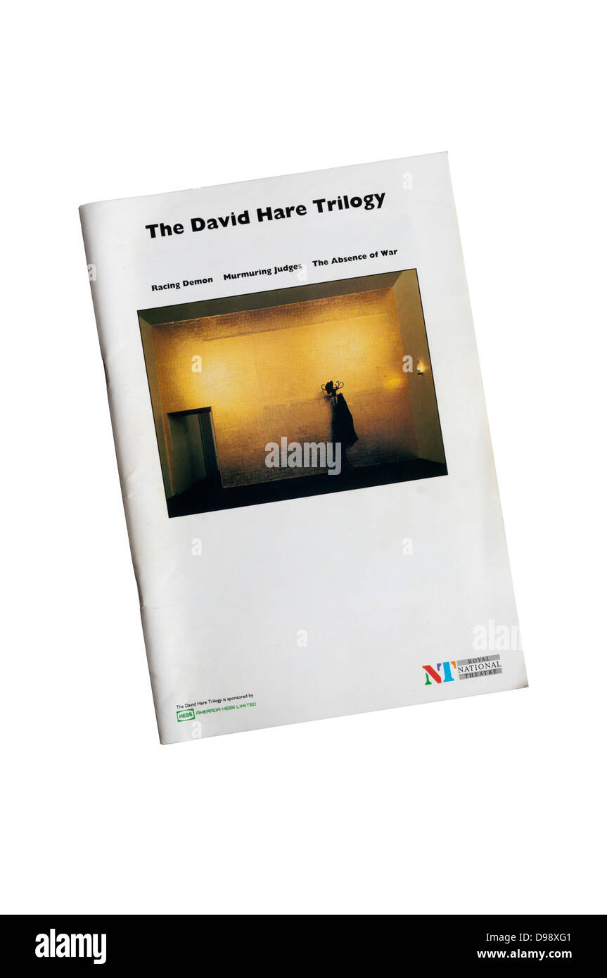 Programm für die 1993-Produktion von The David Hare Trilogy 3 spielt zum ersten Mal zusammen gesehen wurden. Stockfoto
