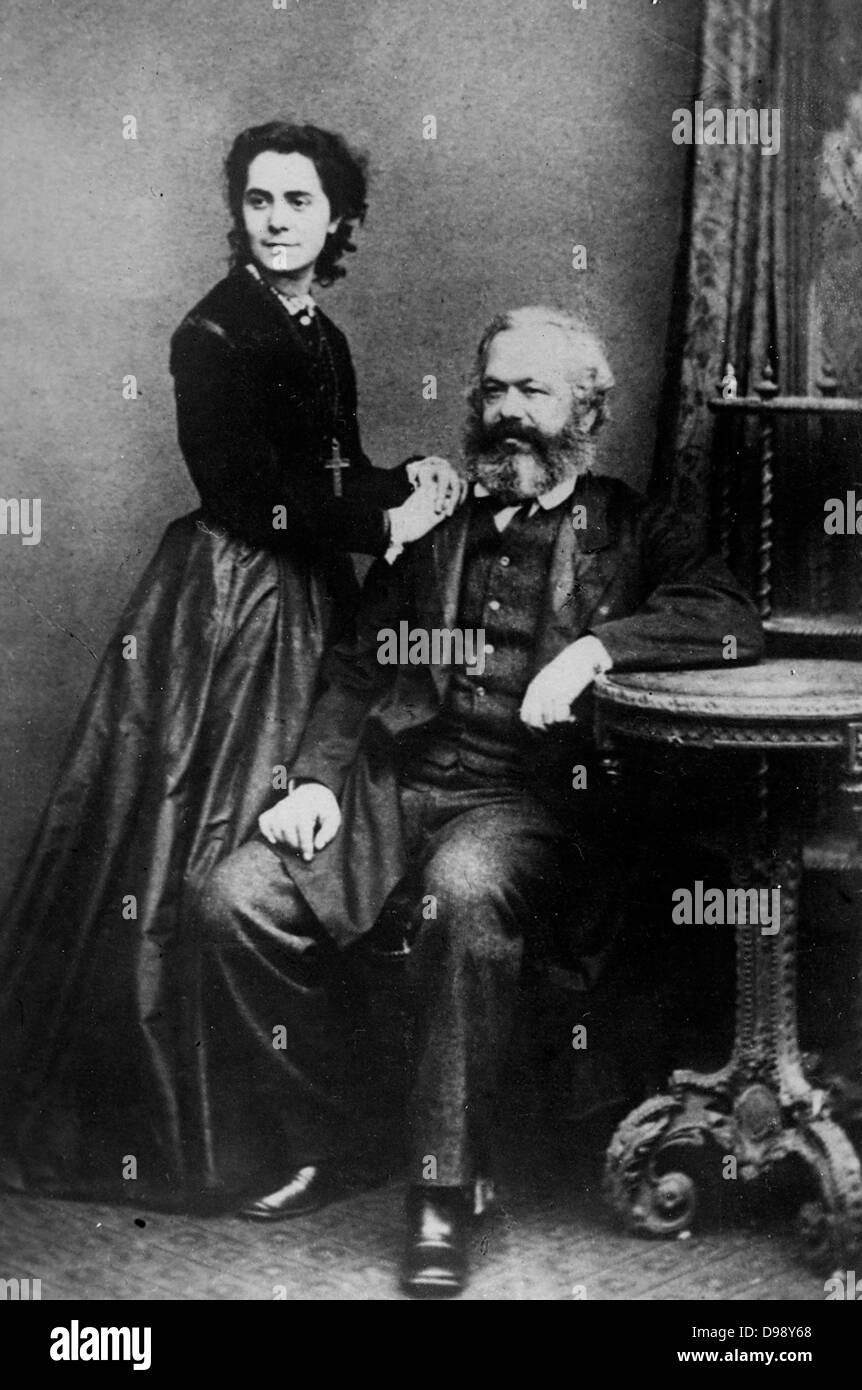Karl Marx mit seiner Tochter Jenny um 1870 Stockfoto