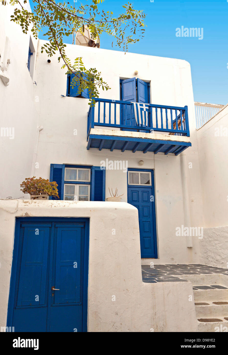 Traditionelle Häuser auf der Insel Mykonos in Griechenland Stockfoto
