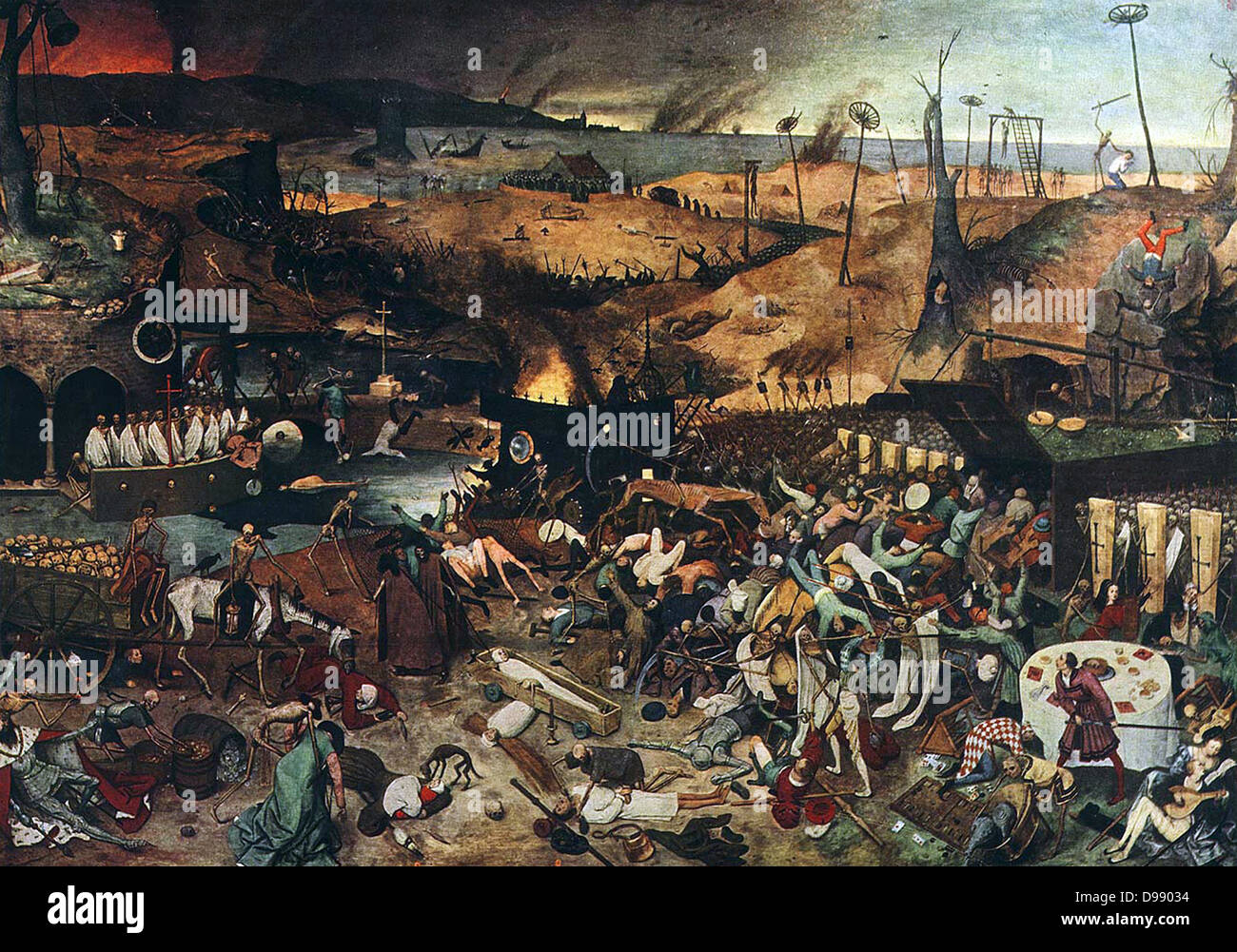Der Triumph des Todes ist ein Öl auf Holz, ca. 117 von 162 Zentimeter (46 x 63,8), bemalte c. 1562 von Pieter Bruegel Stockfoto