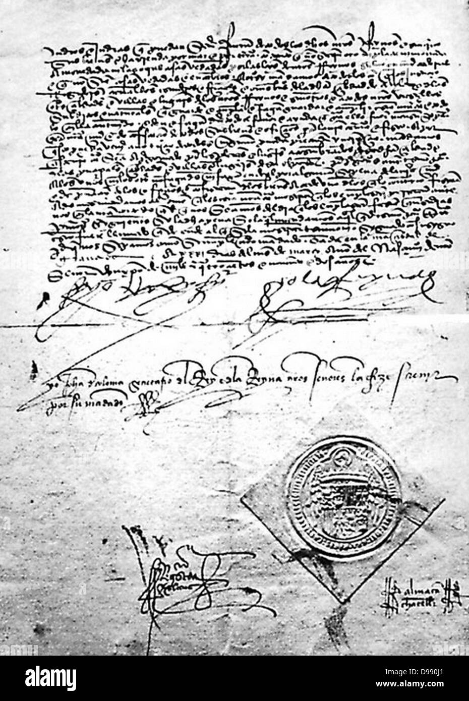 Kopie des spanischen Edikts von Vertreibung der Araber aus Spanien 1492 Stockfoto