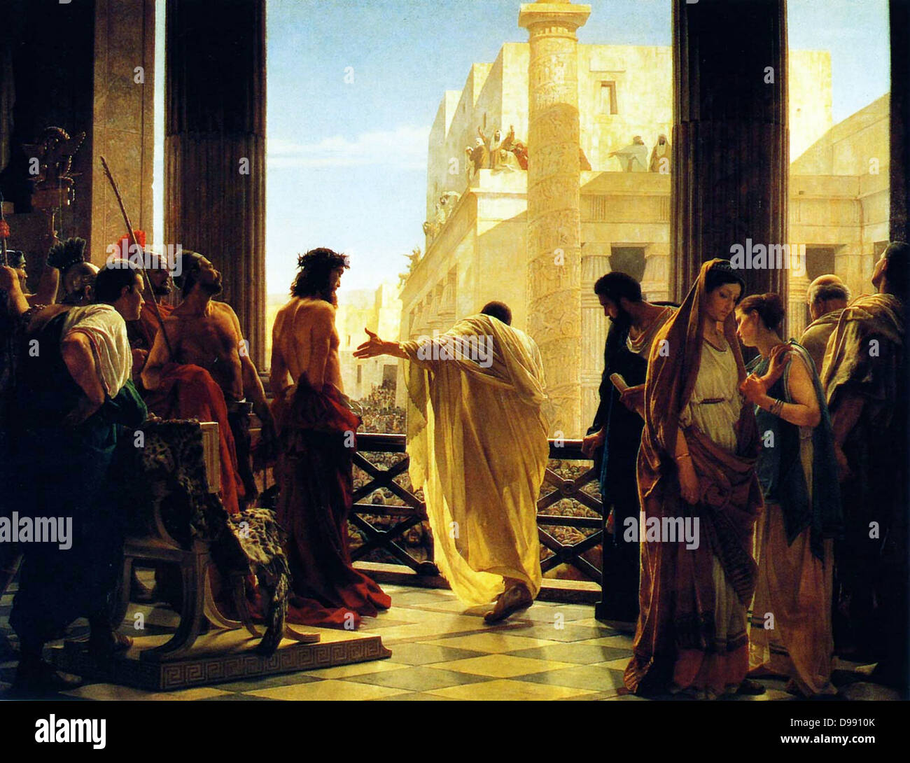 Antonio Ciseri die Darstellung des Pontius Pilatus eine gegeisselten Christus den Menschen Ecce homo! (Seht, da ist der Mensch!). Im 19. Jahrhundert gemalt Stockfoto