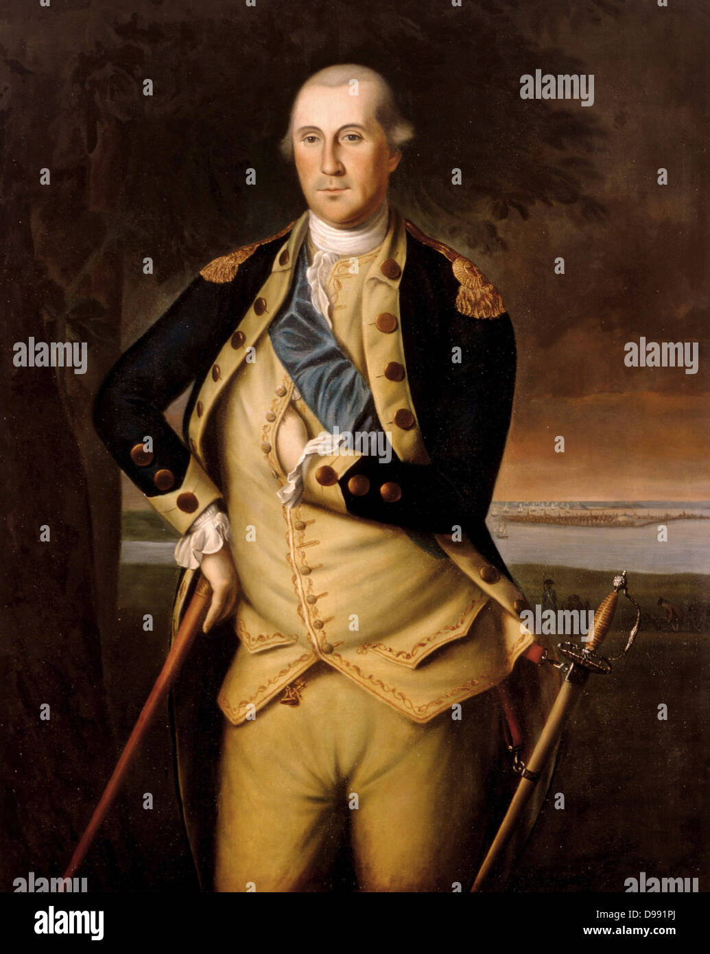 George Washington Portrait im Jahre 1776 gemalt. von Charles Willson Peale (1741 - 1827). George Washington (Februar 22, 1732 - Dezember 14, 1799) war die dominierende militärische und politische Führer der neuen Vereinigten Staaten von Amerika von 1775 bis 1799 Stockfoto