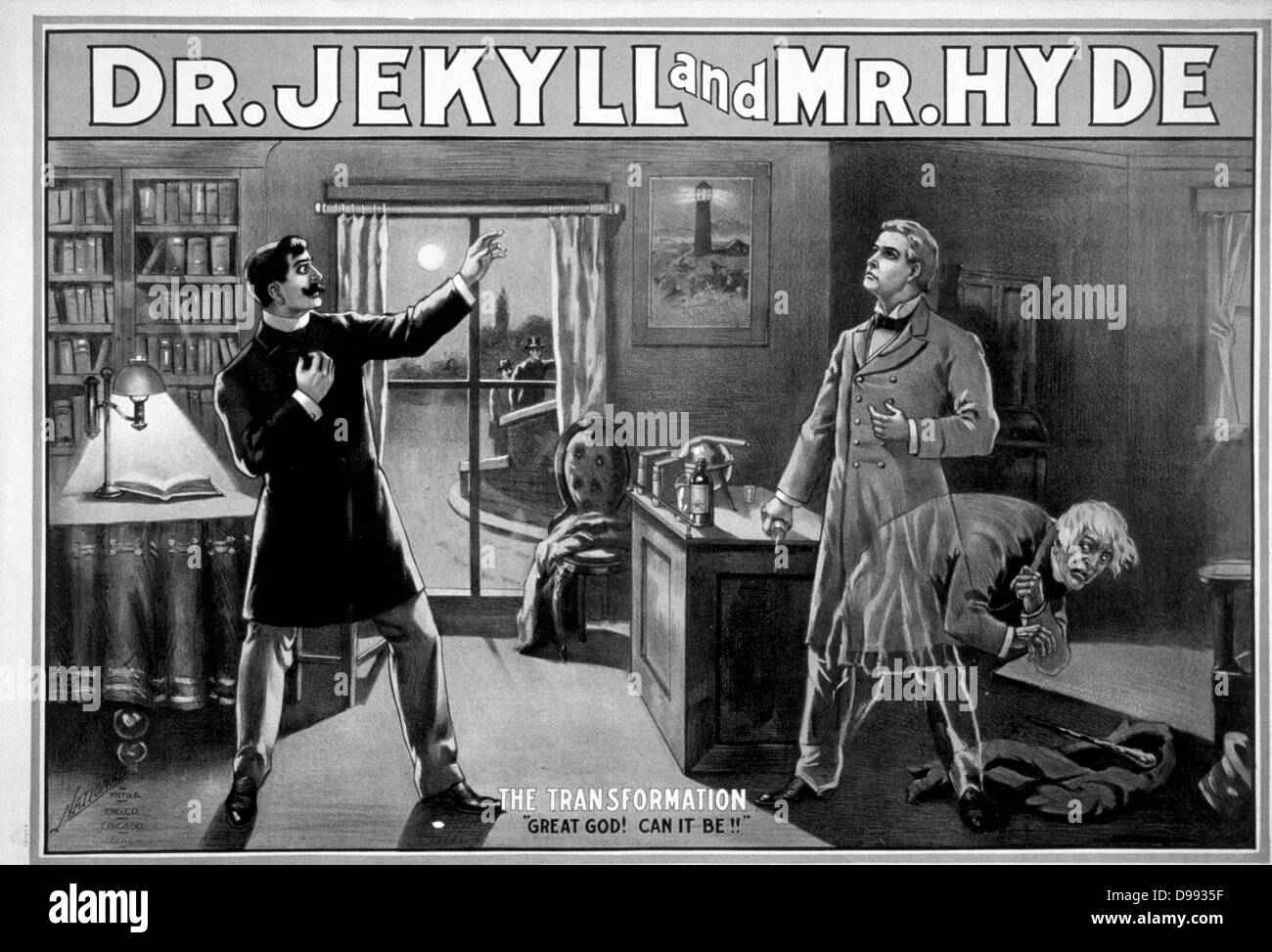 Plakat von Dr. Jekyll und Mr. Hyde. Aus der Geschichte von Stevenson. Datiert um 1870 Stockfoto