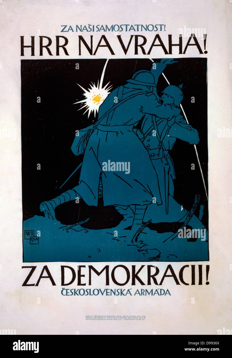 Tschechoslowakische Propaganda Posterbin I. Weltkrieg 1918 Stockfoto