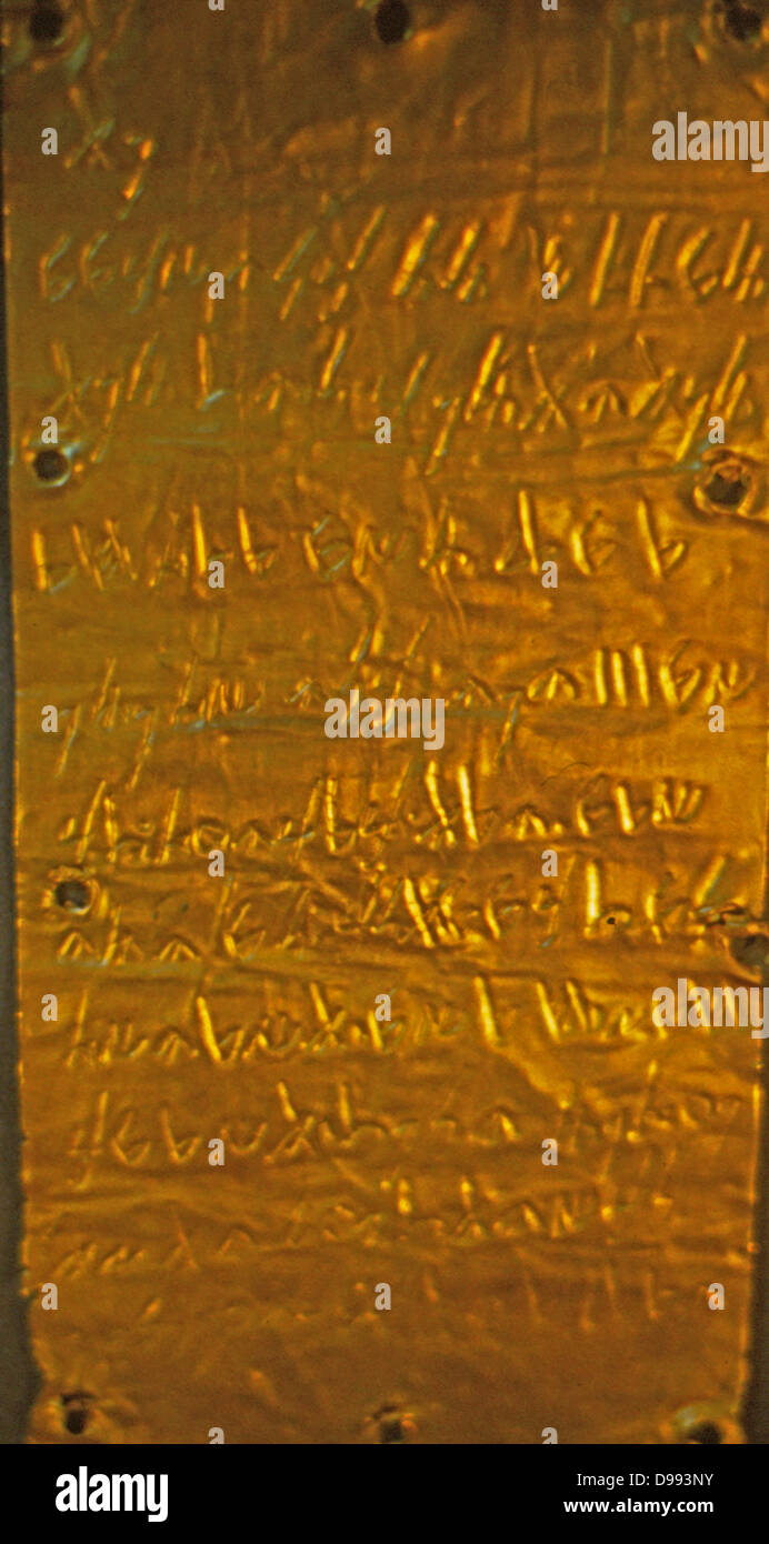Das phönizische Alphabet entwickelt aus der Proto-Canaanite Alphabet, im 15. vorchristlichen Jahrhundert. Bevor dann die Phönizier schrieb mit Keilschrift. Die frühesten bekannten Inschriften in der Phönizischen Alphabet kommen von Byblos und Datum zurück zu 1000B Stockfoto