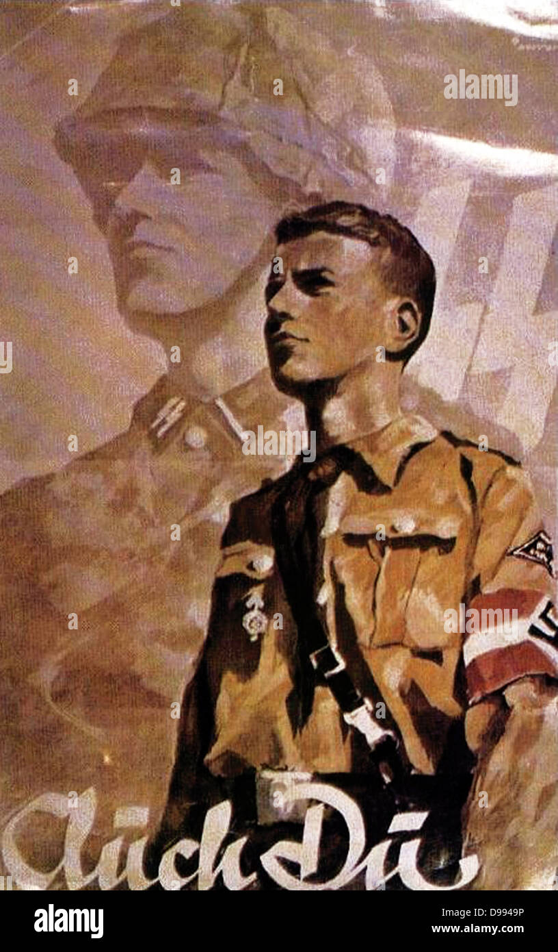 Hitler-Jugend-Plakat; Ca. 1936 Stockfoto