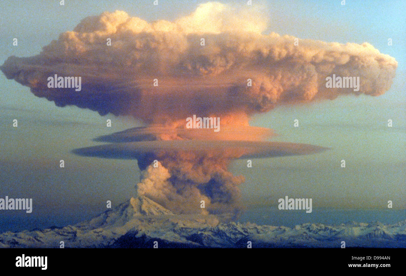 Mount Redoubt Ausbruch (21. April 1990) Stockfoto