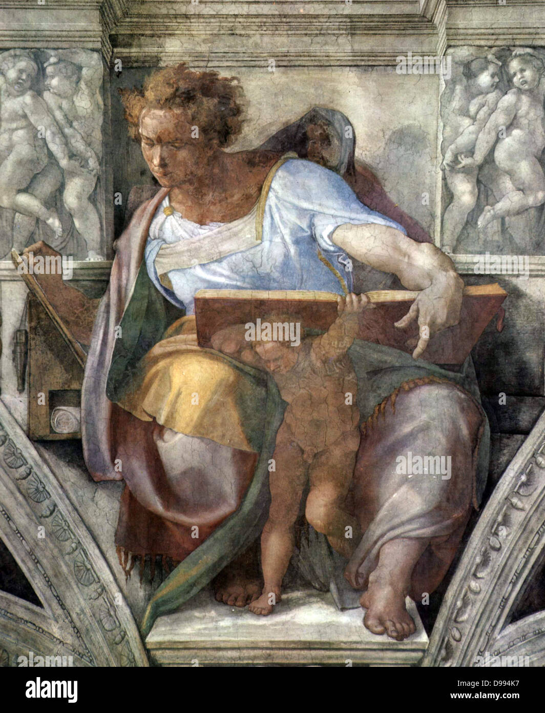 Prophet Daniel gemalten Fresken in der Sixtinischen Kapelle Rom von Michelangelo 1508-1512 Stockfoto