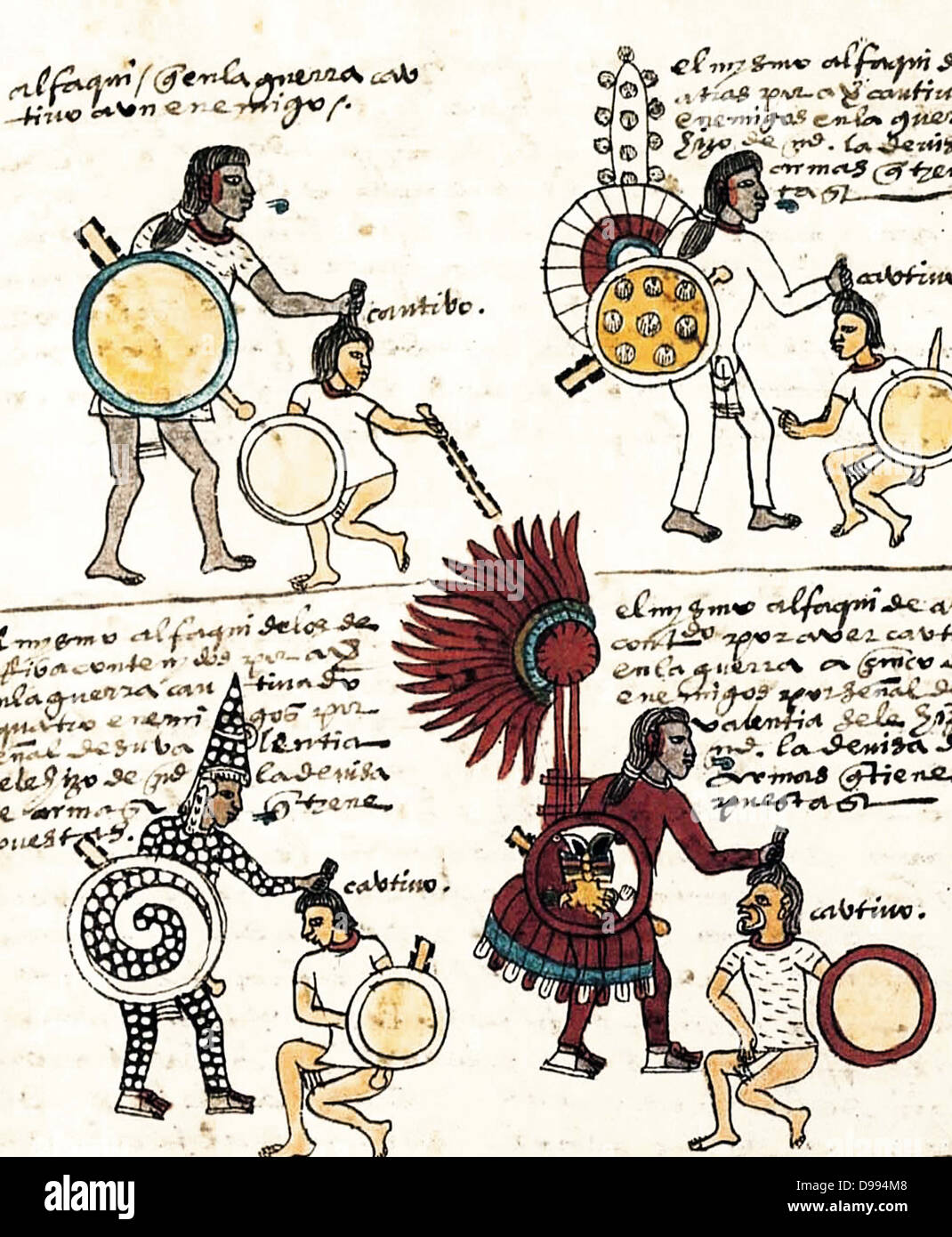 Reihen der Krieger in der aztekischen Armee Stockfoto