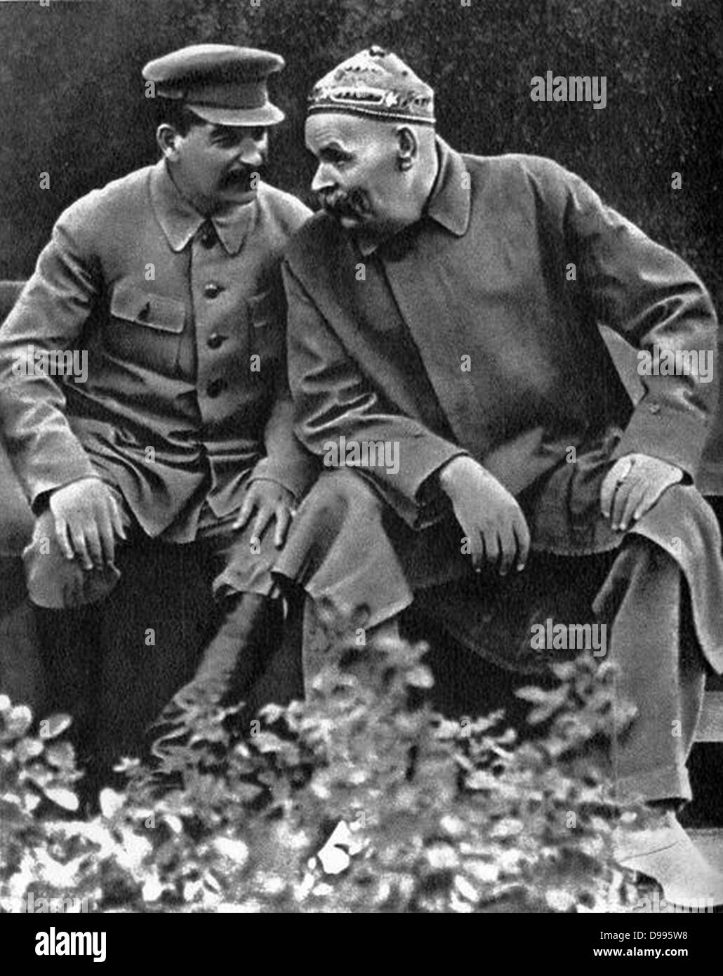 Stalin mit Maxim Gorki Stockfoto