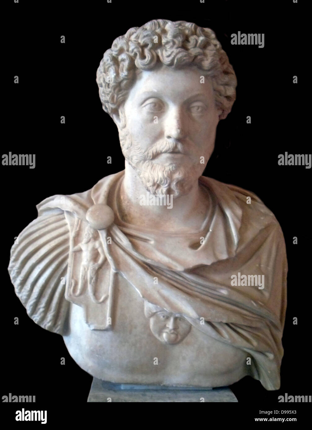 Der Kaiser Marc Aurel, Kaiser 161-180 n. Chr.. Probalinthos, Attika, Marmor ca. 161 n. Chr. Stockfoto