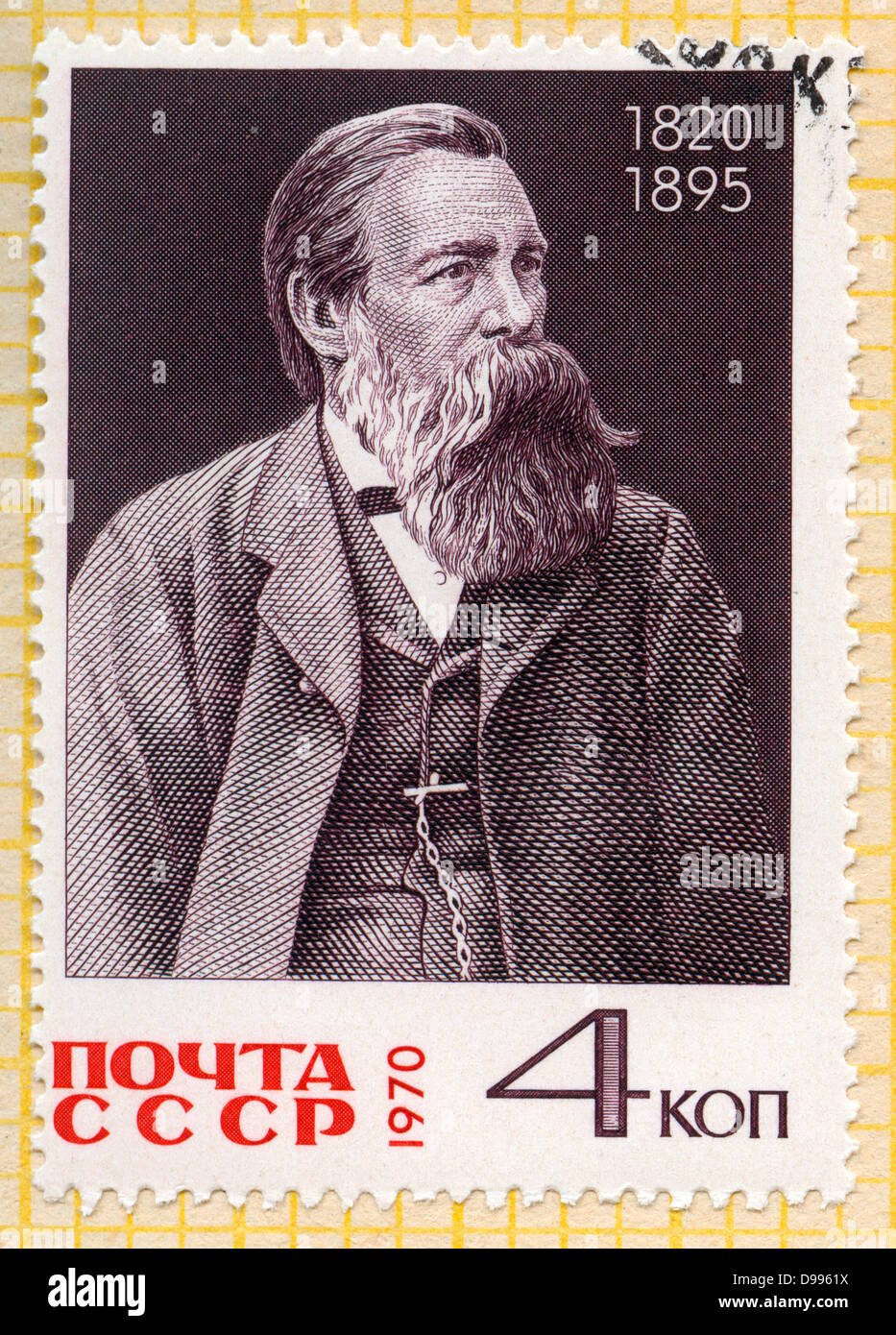 Stempel von Rußland, gedruckt zeigt Friedrich Engels, ca. 1970 Stockfoto