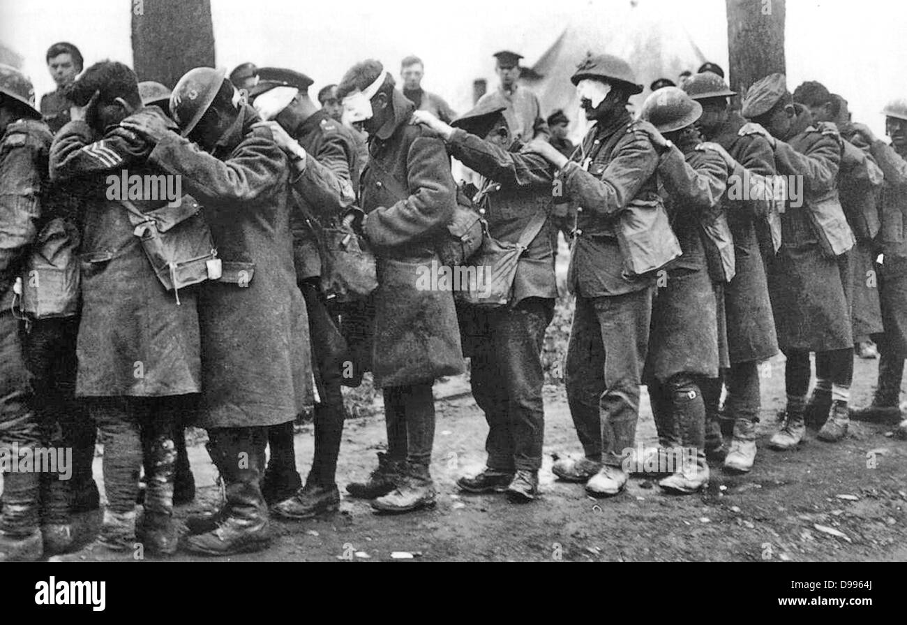 Britische 55. Division gas Opfer, 10. April 1918 Weltkrieg Stockfoto